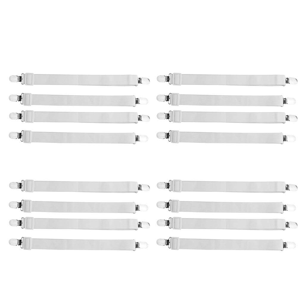 Adjustable Elastic Bed Sheet Straps - 16 Pack, Quick Release Sheet Holders for Secure Fit, Home Improvement Tool for Mattress & Workbench - Perfect for Bedrooms, Dorms, RVs and Workshop Use