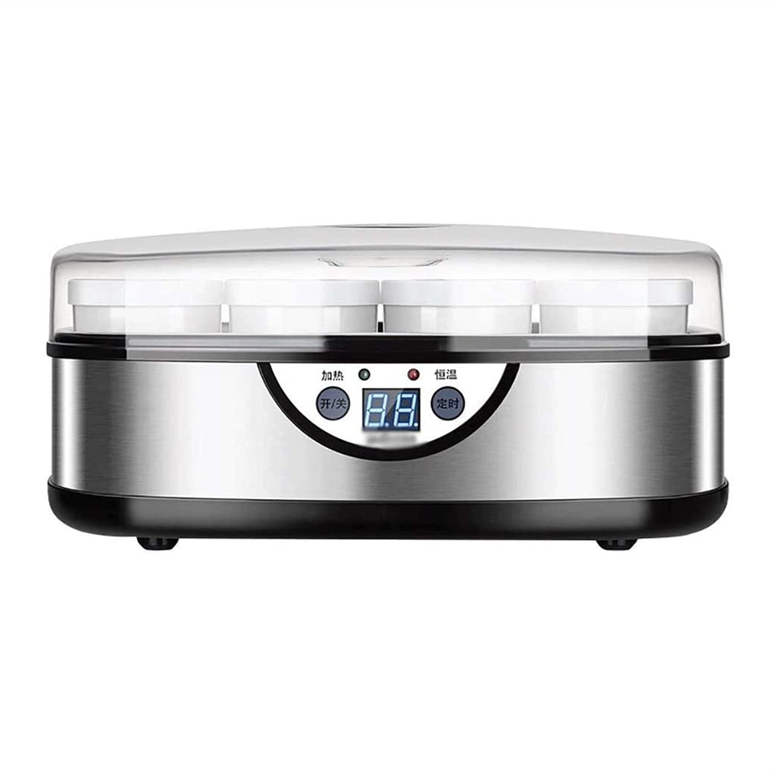 Automatic Digital Yogurt Maker with 8 Glass Jars (48 Oz Total, 6 Oz Each) - LCD Display & Constant Temperature Control, Stainless Steel Design for Homemade Yogurt, Probiotic Drinks & Healthy Snacks - Perfect for Kitchen, Dorm & Small Family Use