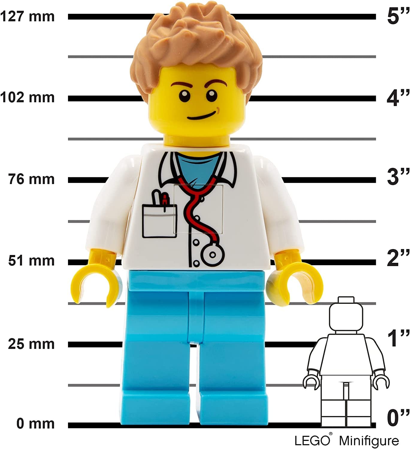 IQ Lego Iconic Male Doctor Figure with LED Flashlight - Battery-Powered Toy for Kids (7.62 x 4.14 x 13.97 cm) - Auto Shut-Off Timer - Includes Batteries - Perfect for Role Play, STEM Learning & Collectible Display