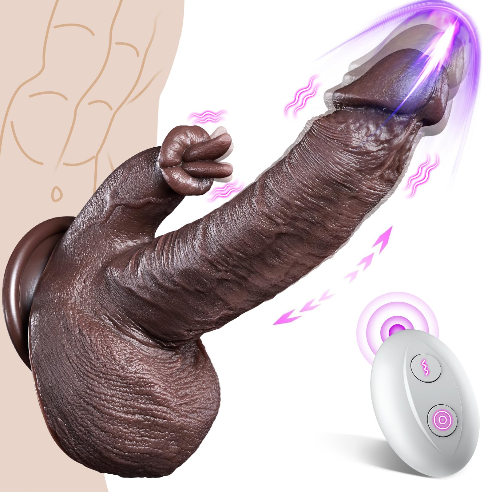 5-in-1 Silicone Suction Cup Thrusting Dildo Vibrator - 10 Thrusting & 10 Vibration Modes with Heating & Licking Functions, Remote Control Realistic Sex Toy for Women & Men | Perfect for Couples Play, Solo Pleasure & BDSM Exploration