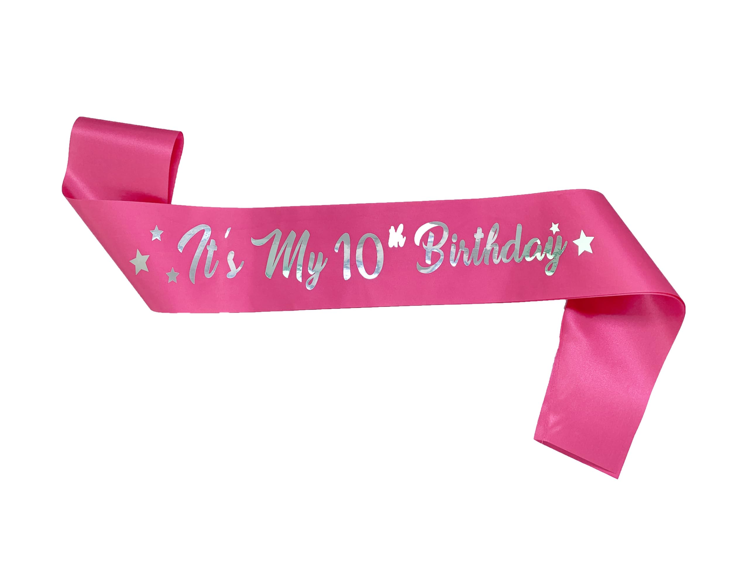 10th Birthday Sash for Girls - Pink & Silver Foil Letter Party Sash | Perfect Birthday Gift & Party Decoration for 10 Year Old Girls | Great for Birthday Parties, Photo Shoots & Special Celebrations
