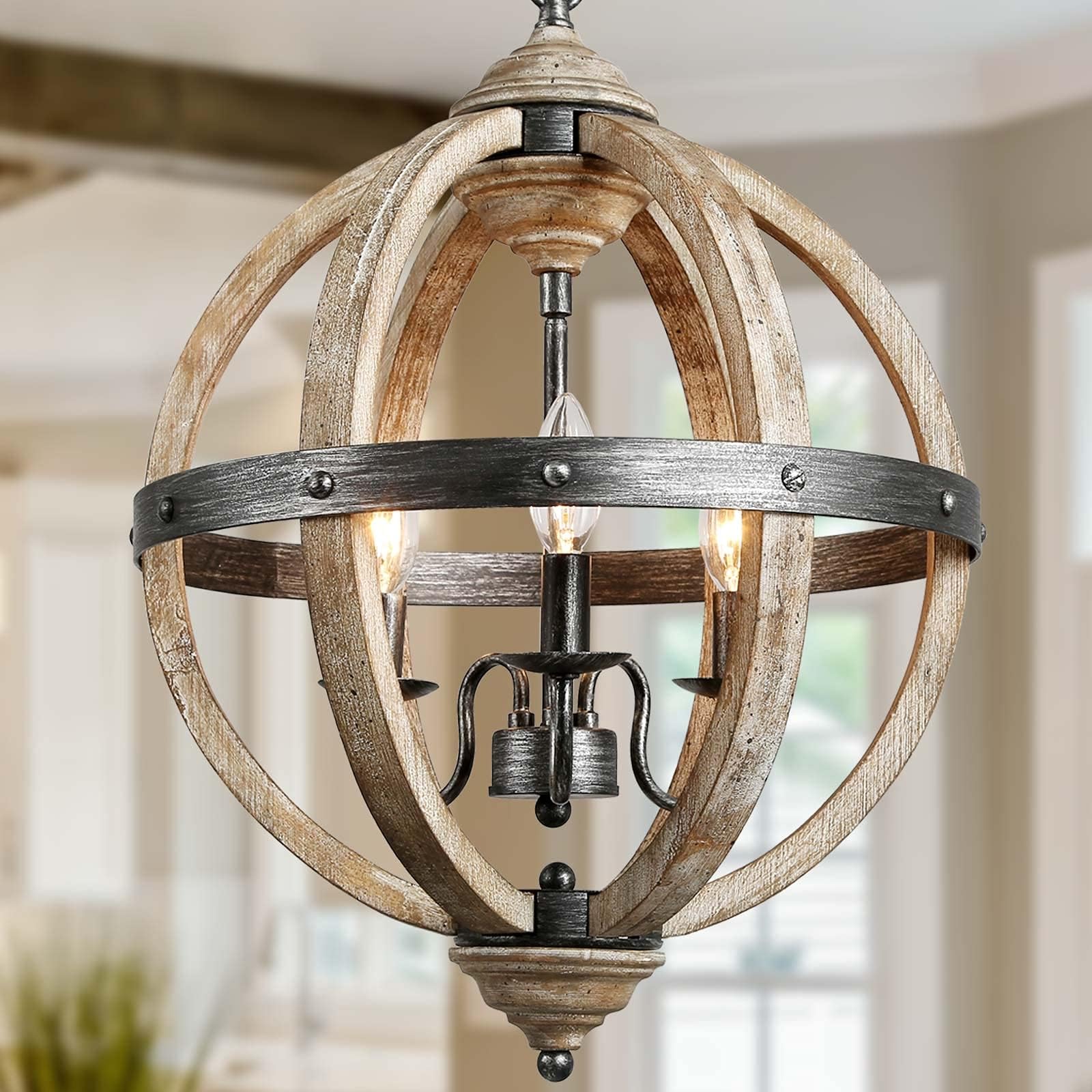 KSANA Rustic Farmhouse Chandelier - 15.7