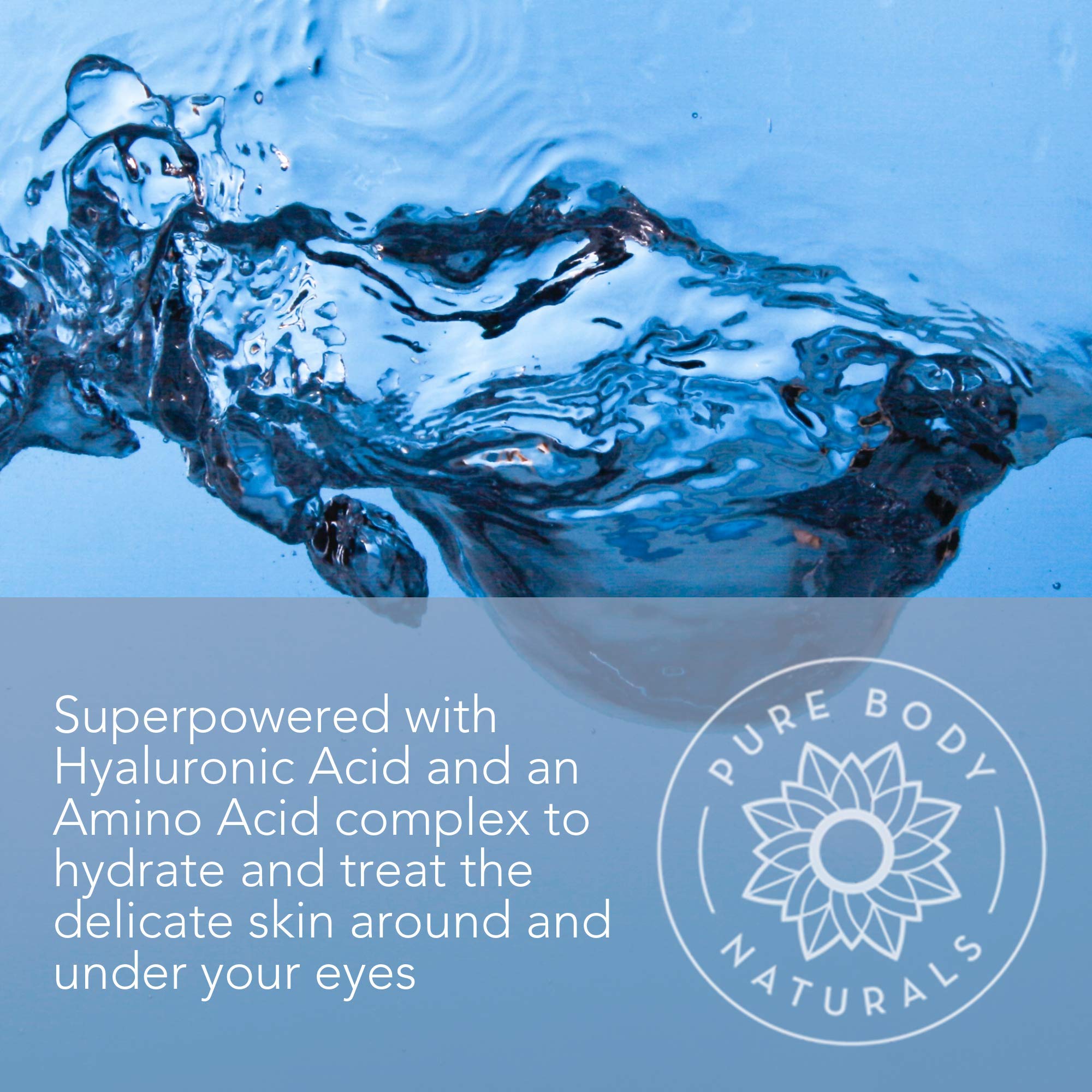Pure Body Naturals Age Defying Eye Gel - Dark Circle & Puffiness Reducer, Anti-Aging Eye Treatment with Hyaluronic Acid & Peptides | Perfect for Night Routine & Travel Skincare