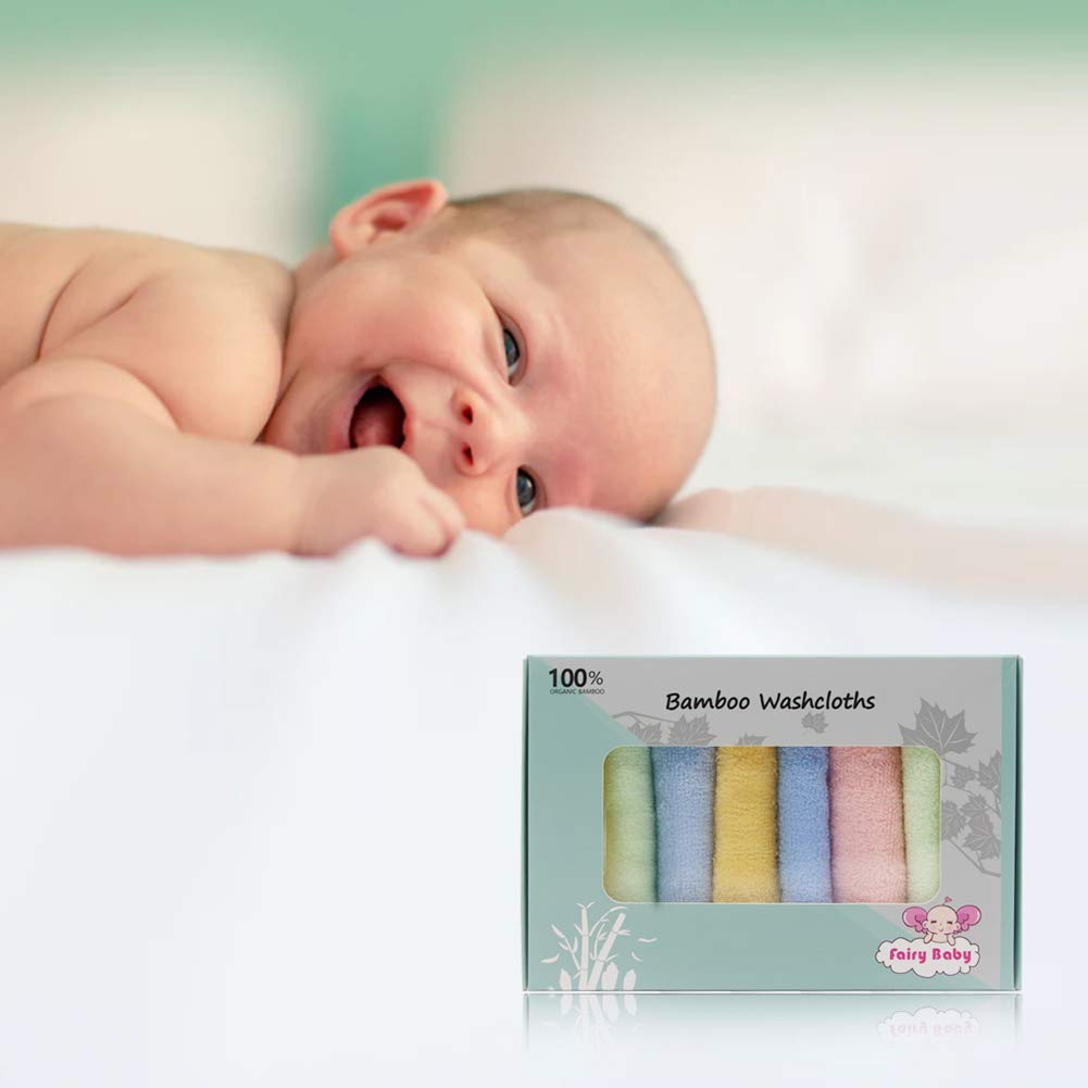 Organic Bamboo Baby Washcloths - 100% Natural Soft Bath Towels for Newborns | 5-Pack Reusable Anti-Bacterial Face Cloths | Perfect for Bath Time, Diaper Changes & Sensitive Skin Care