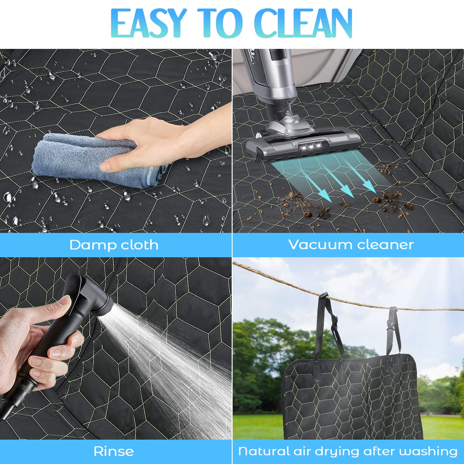 RBSC 60-Inch Waterproof Dog Car Seat Cover - Heavy Duty Scratch Proof Nonslip Hammock with Storage Pockets for Cars, Trucks, SUVs | Perfect for Travel, Outdoor Adventures & Pet Protection