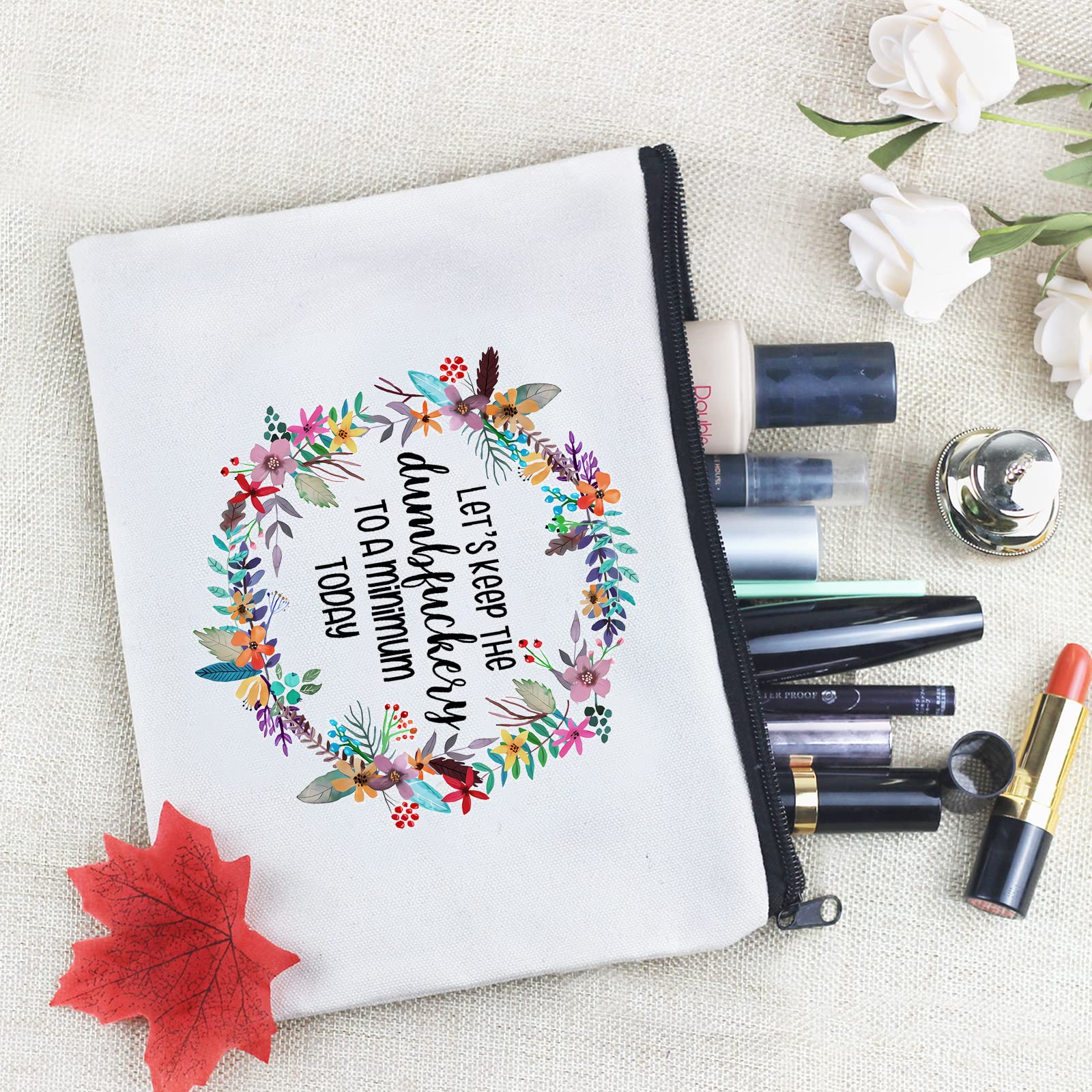 Funny Canvas Cosmetic Bag - Cute Travel Makeup Pouch for Women | Waterproof Toiletry Organizer | Perfect Birthday Gift, Bridesmaid Present & Vacation Essential