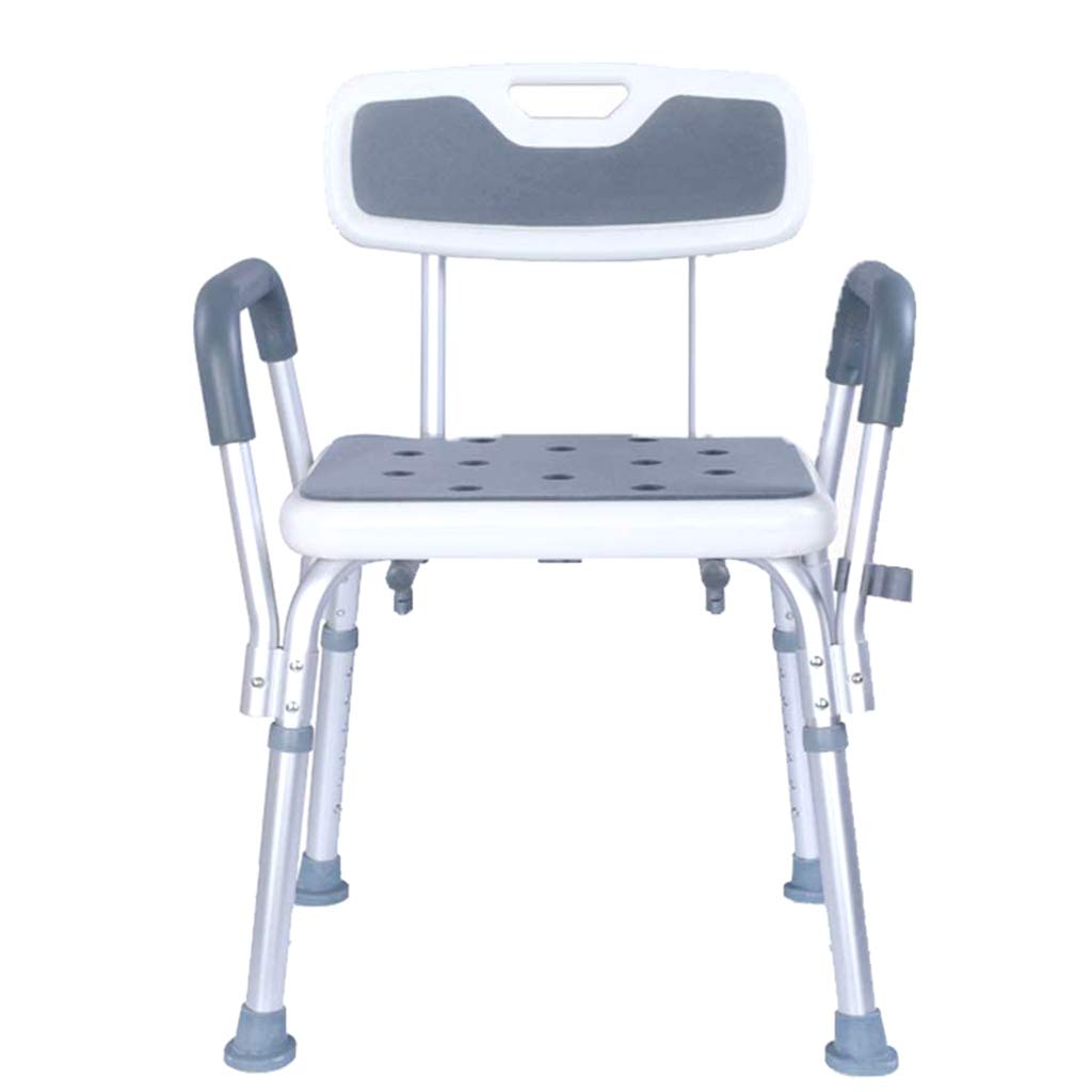Adjustable Shower Chair with Arms and Back Support - Non-Slip Padded Handles, 300 lbs Capacity Medical Bath Seat for Elderly, Disabled & Adults - White | Perfect for Safe Bathing, Post-Surgery Recovery & Accessible Bathroom Use