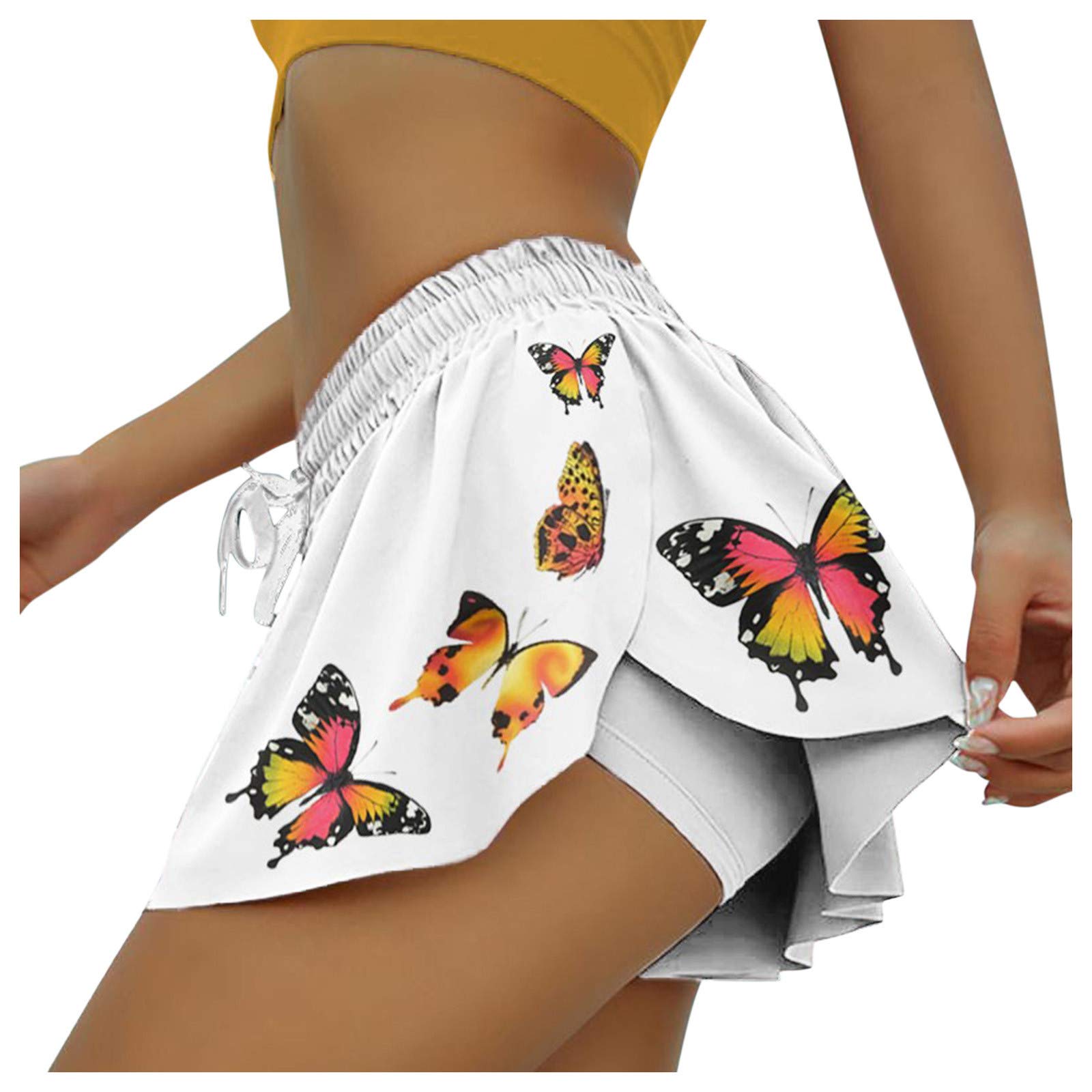 BODOAO Women's 2-in-1 Running & Yoga Shorts - Quick Dry Athletic Shorts with Drawstring Waist & Flowy Hem - Perfect for Gym, Workout, Yoga & Summer Outdoor Activities