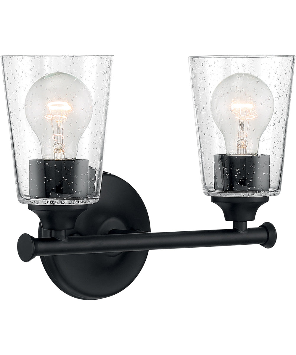 12W Bransel 2-Light Vanity & Wall Sconce in Matte Black - Perfect for Bathroom, Bedroom, and Hallway Lighting