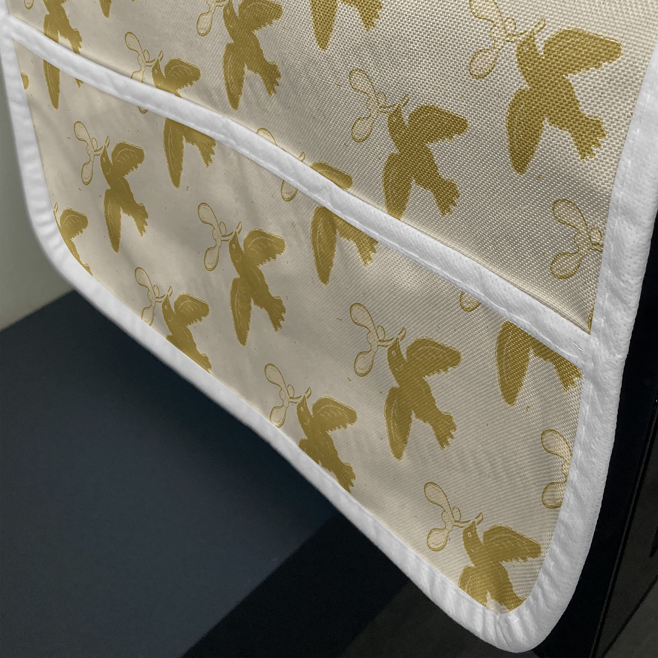 Ambesonne Microwave Oven Cover - Grunge Style Flying Bird & Mistletoe Nature Design, Waterproof Kitchen Organizer with Pockets, 36x12 Inches, Pale Coffee Champagne - Perfect for Protecting Appliances & Organizing Kitchen Essentials