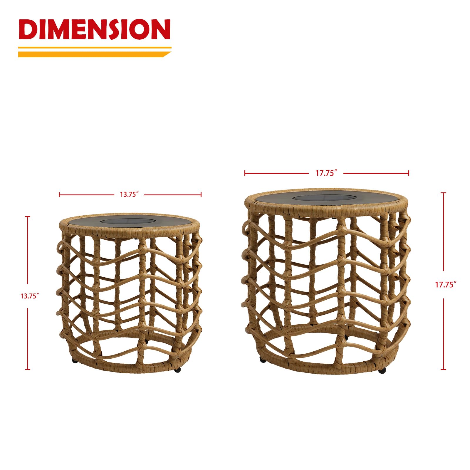 Solar Powered Outdoor Nesting Tables with LED Lights - Set of 2 Weatherproof Wicker Side Tables for Patio, Porch, Garden | Boho Chic Decor for Backyard, Poolside & Outdoor Entertaining