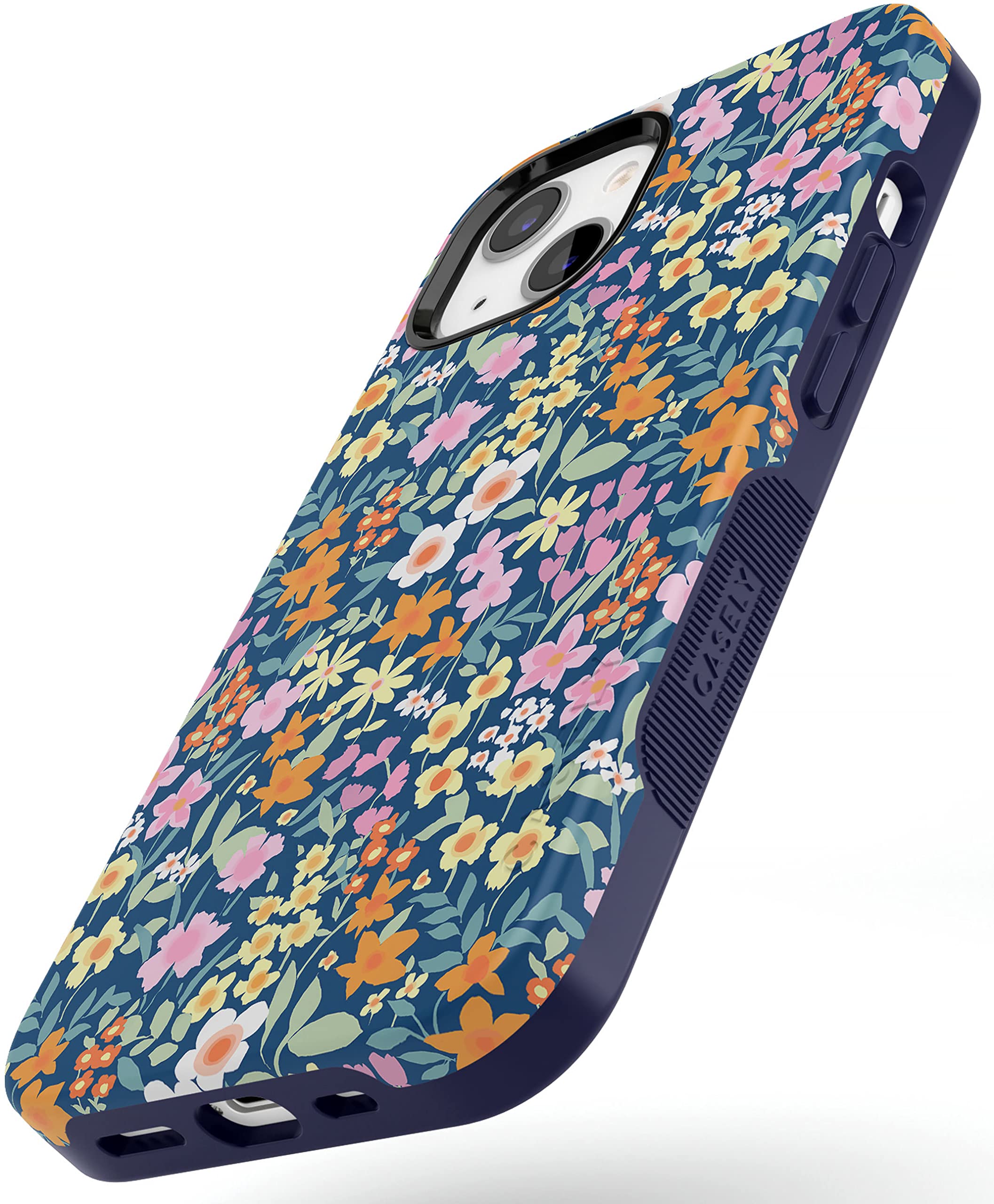 Casely iPhone 13 Case with MagSafe - Navy Blue Floral Design Protective Phone Cover | Perfect for Everyday Use, Work & Travel