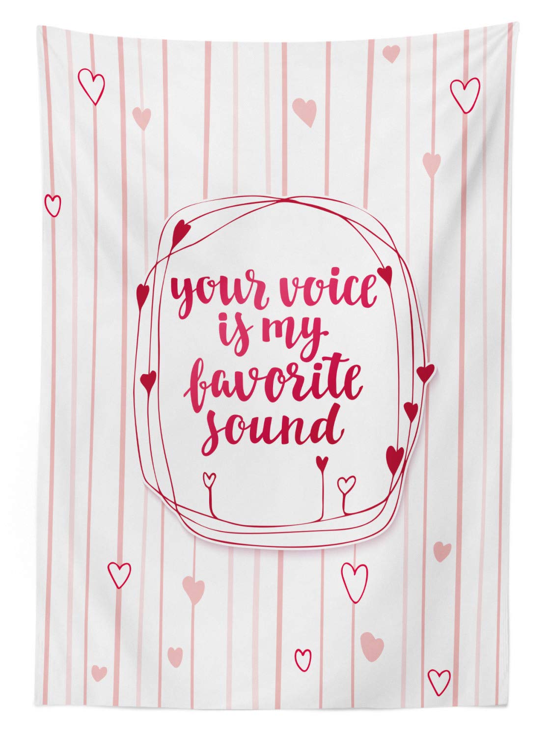 Ambesonne Romantic Valentine's Day Tablecloth - Pink Red Blush Hearts Design, Washable Picnic Table Cover 58