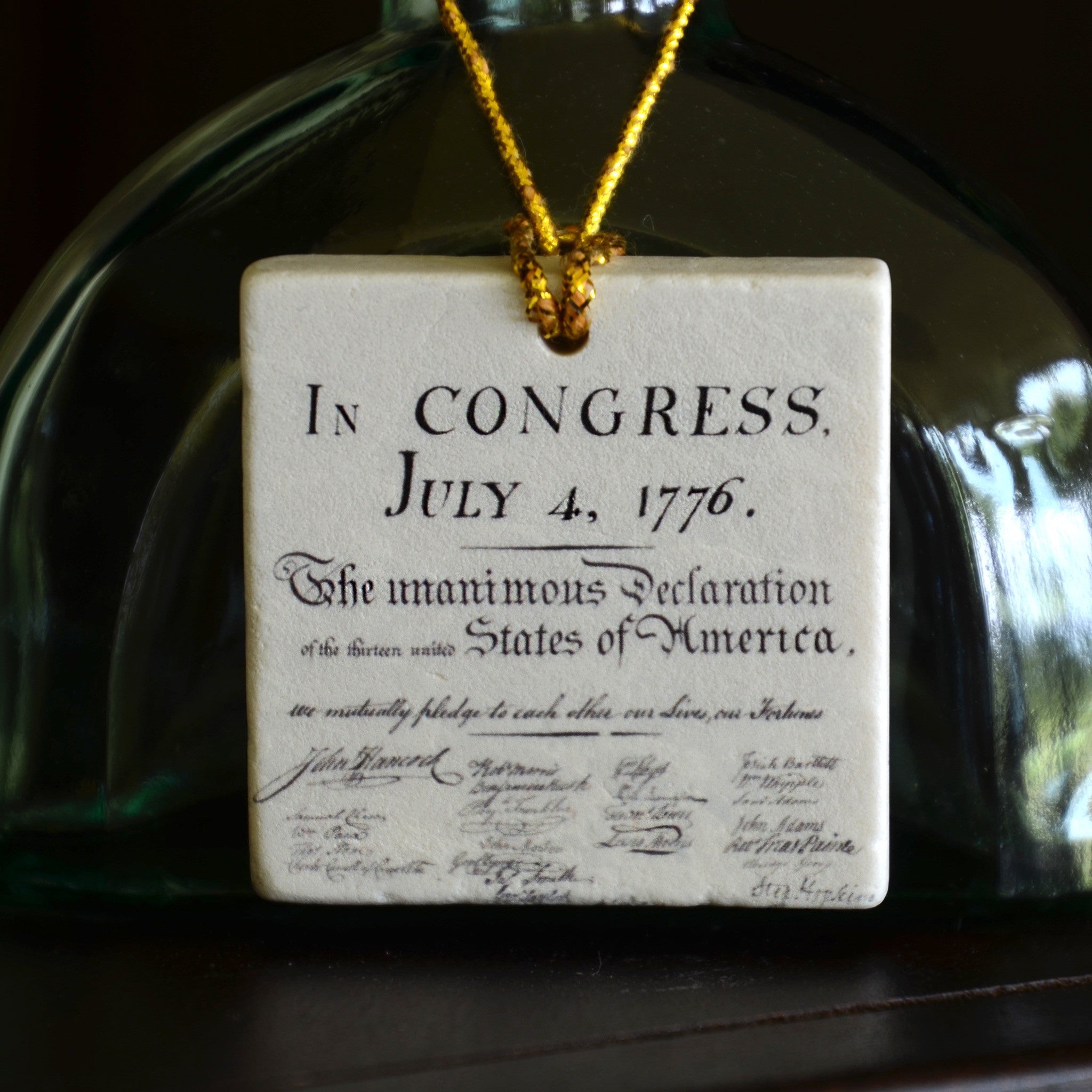 Declaration of Independence Tile Ornament - Patriotic Home Decor, Historical Gift for 4th of July, Christmas & Collectors | Perfect for Wall Display, Shelf Decor & American History Enthusiasts