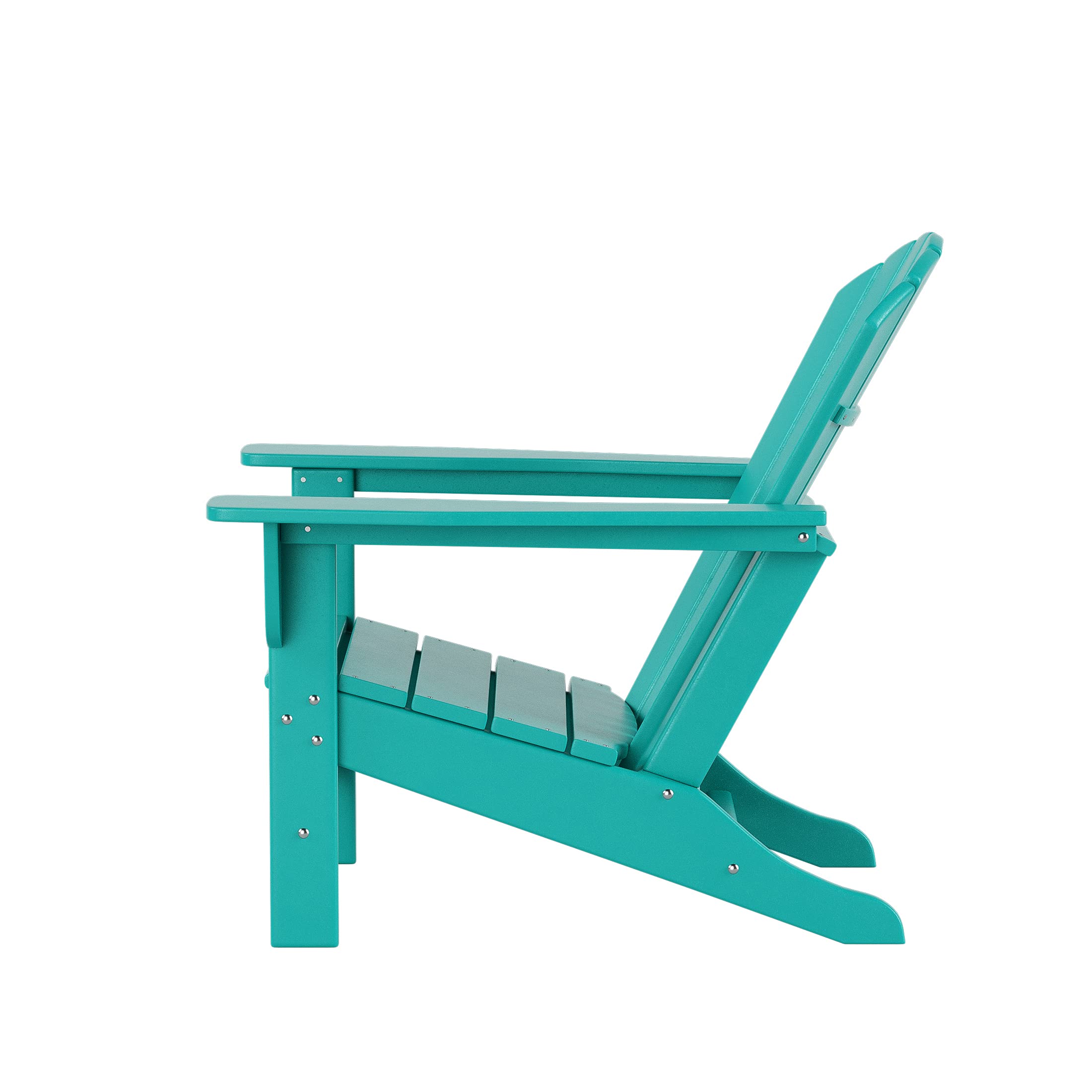 Outdoor Adirondack Chairs Set with Side Table - Turquoise Poly Lumber for Patio & Garden