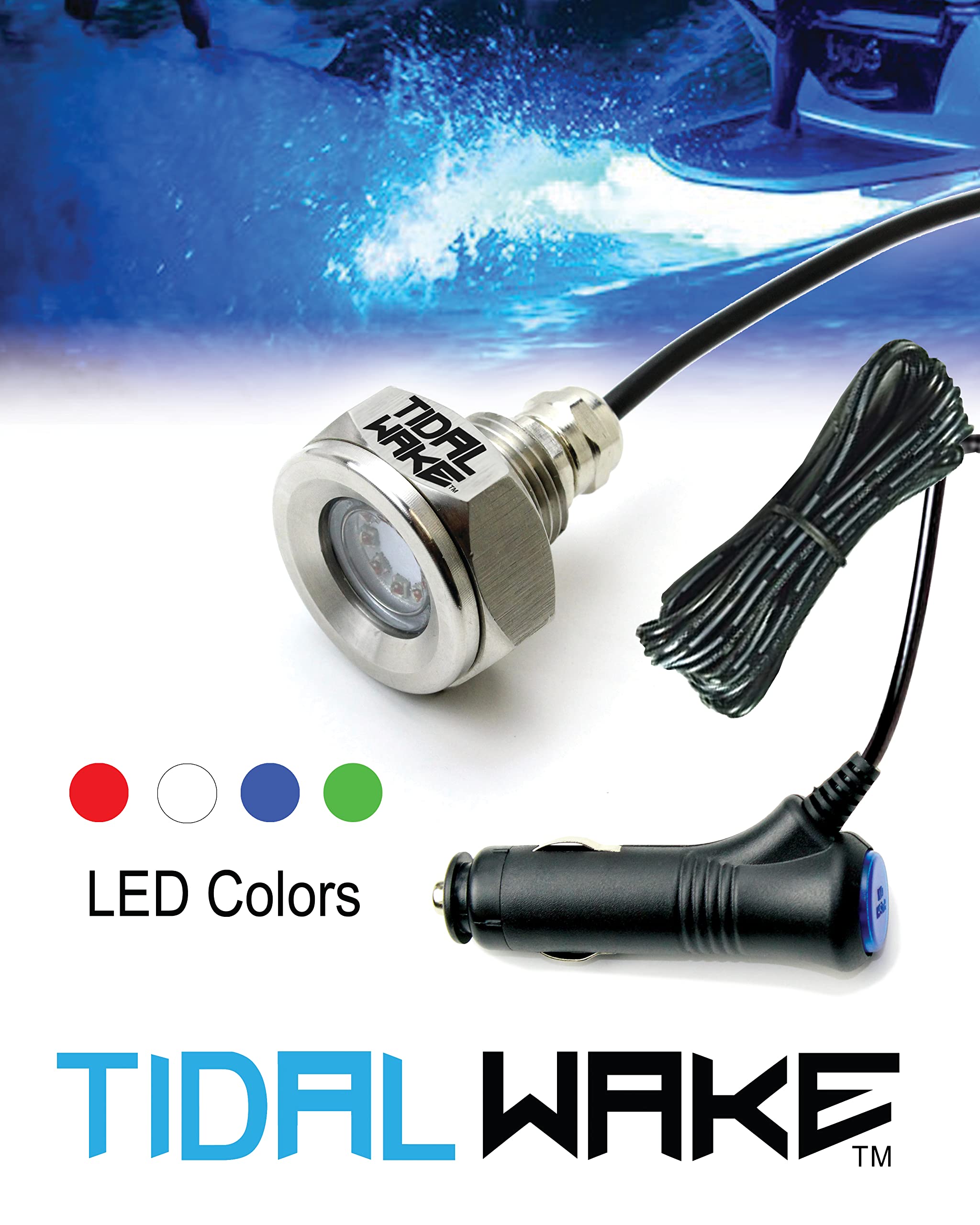 Tidal Wake Plug N' Play Underwater LED Boat Drain Plug Light - No Wiring Required, No Drilling Needed - Ultra-Bright Underwater Lighting for Boats, Yachts & Watercraft - Easy 5-Minute Installation with 3-Year Warranty - Perfect for Night Boating, Fishing & Water Sports