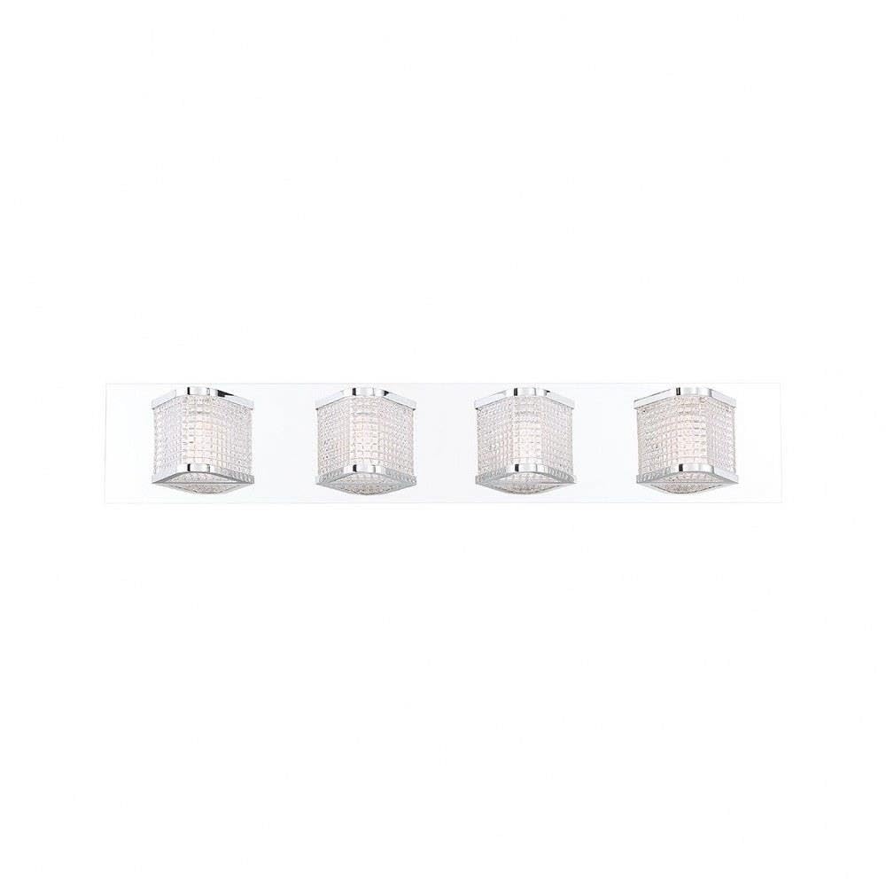 Modern 4-Light LED Bathroom Vanity Light Fixture - 5 x 28 Inches Chrome Finish with Clear Glass Shades - Perfect for Bathroom Mirror Lighting, Powder Room & Master Bath Decor - Model 79-BEL-3109363 by Bailey Street