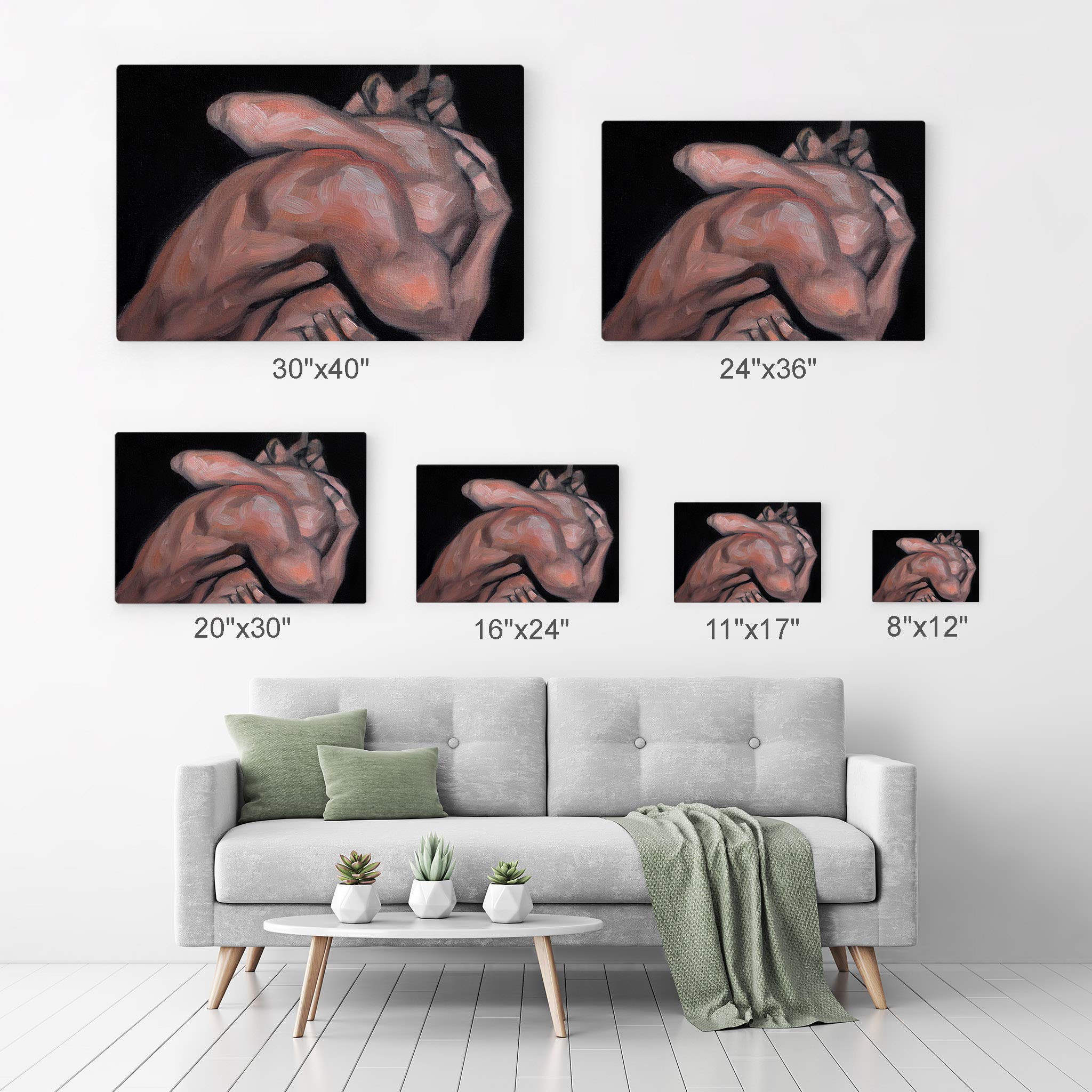 Kenney Mencher LGBT Metal Print - Romantic Gay Couple Kissing Portrait, Half Nude Oil Painting Artwork (30x40 Inch) - Perfect for Living Room Decor & Bedroom Wall Art, Modern LGBTQ+ Home Decor Gift