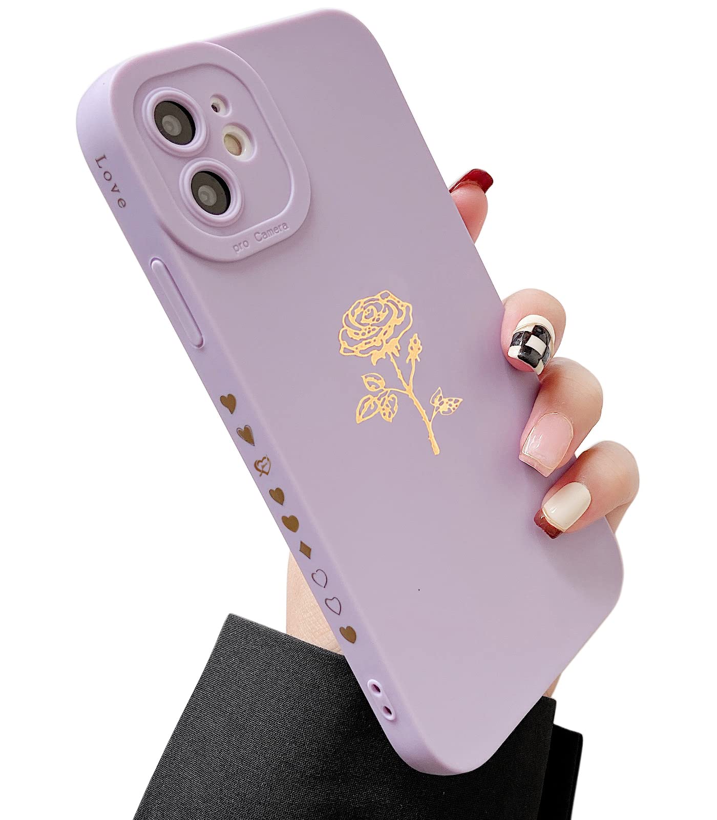 Qokey iPhone 11 Case (6.1 Inch 2019 Model) - Rose Gold Flower Design with Anti-Scratch Camera Cover, Shockproof Soft TPU Protective Phone Case for Women & Men - Perfect for Daily Use, Work & Outdoor Activities