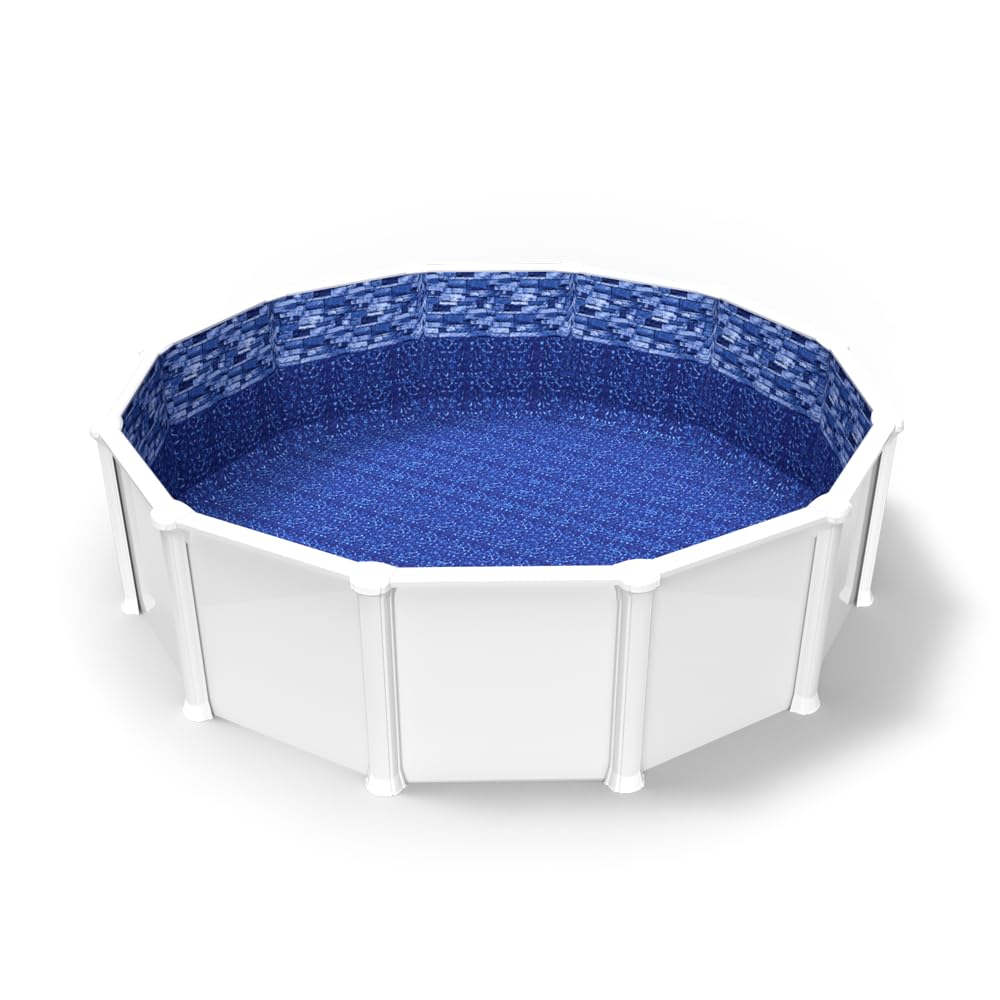 LINERWORLD.COM 15' Round U-Bead Pool Liner Replacement - 25 Gauge Vinyl for Beaded Above Ground Pools - Unibead Style - Perfect for Backyard Swimming Pool Upgrades & Summer Maintenance