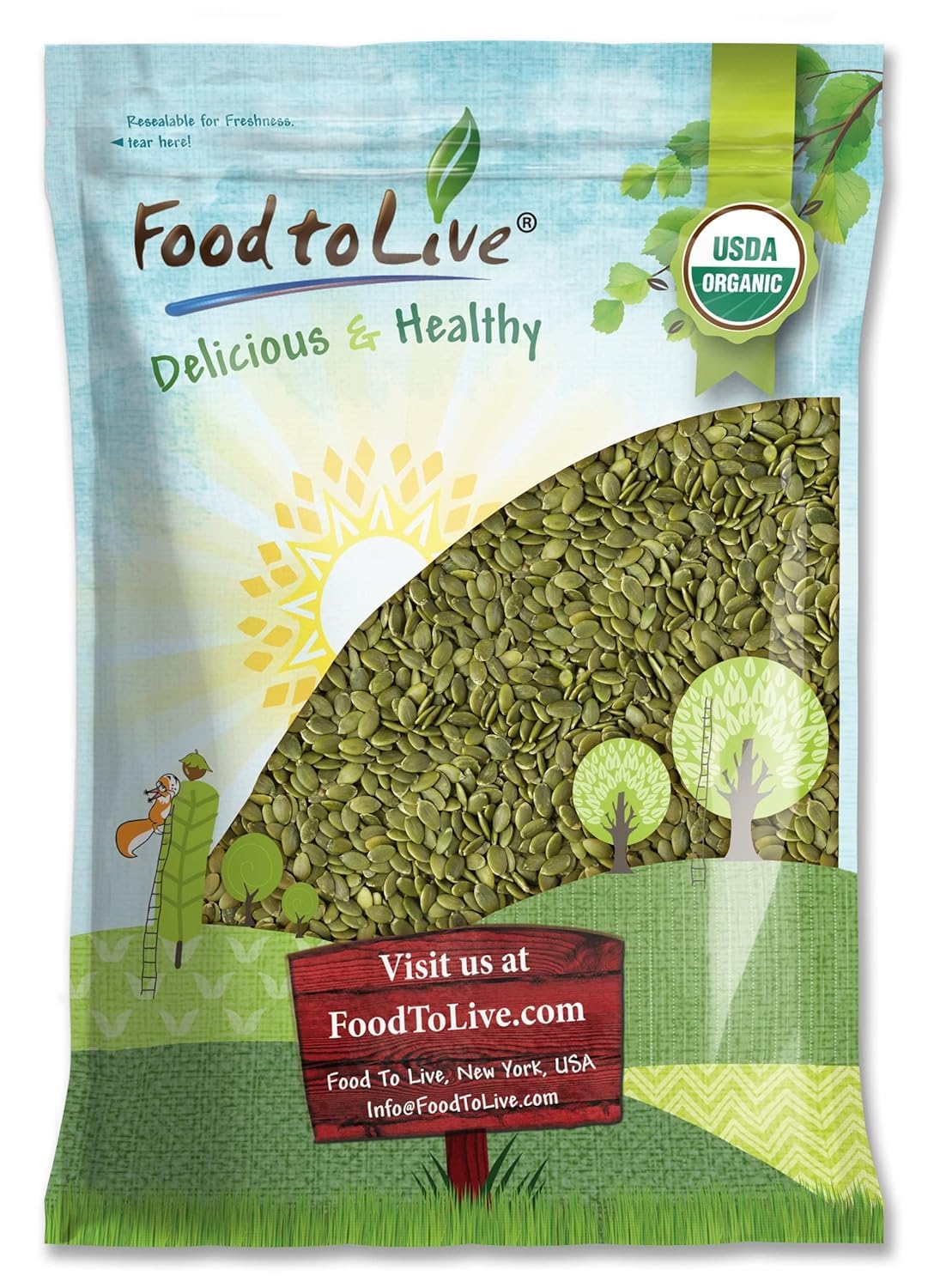 Food to Live Organic Raw Pepitas (Pumpkin Seed Kernels) — 12 Pounds, Non-GMO, Unsalted, No Shell, No Oil, Vegan, Kosher, Bulk. Perfect for Keto Diet, Healthy Snacking, Baking, Salads & Smoothie Bowls