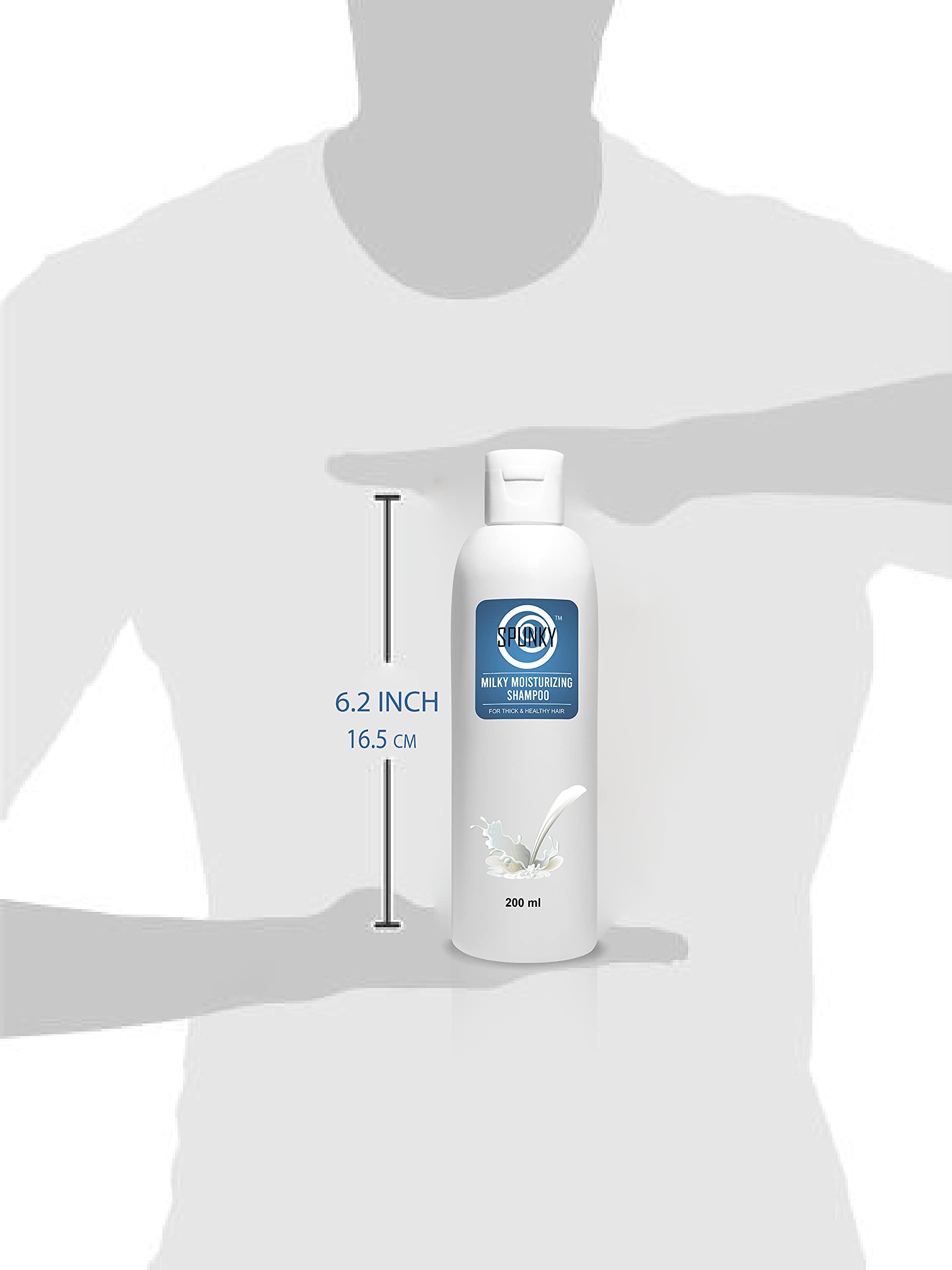 SPUNKY Replenish Shampoo with Olive Oil & Camellia Oil - Dye-Free, Paraben-Free, 24H Frizz Control - Hydrating Milk Shampoo for Dry, Damaged Hair (200ml) - Perfect for Daily Use & Travel Size