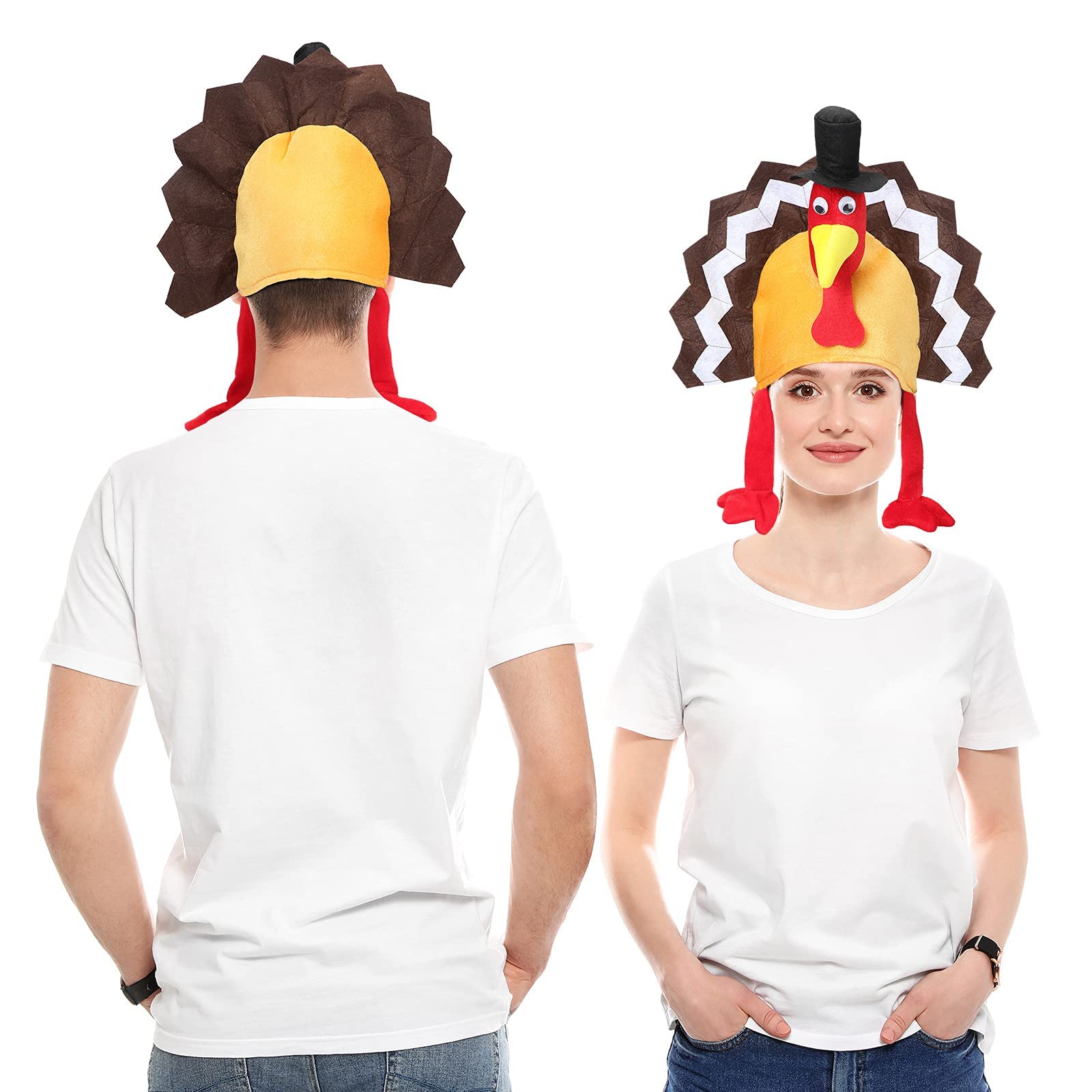 Soft Plush Thanksgiving Turkey Hat with Head, Legs & Tail - Fun Fancy Dress Costume Accessory for Thanksgiving Parties & Holiday Gatherings