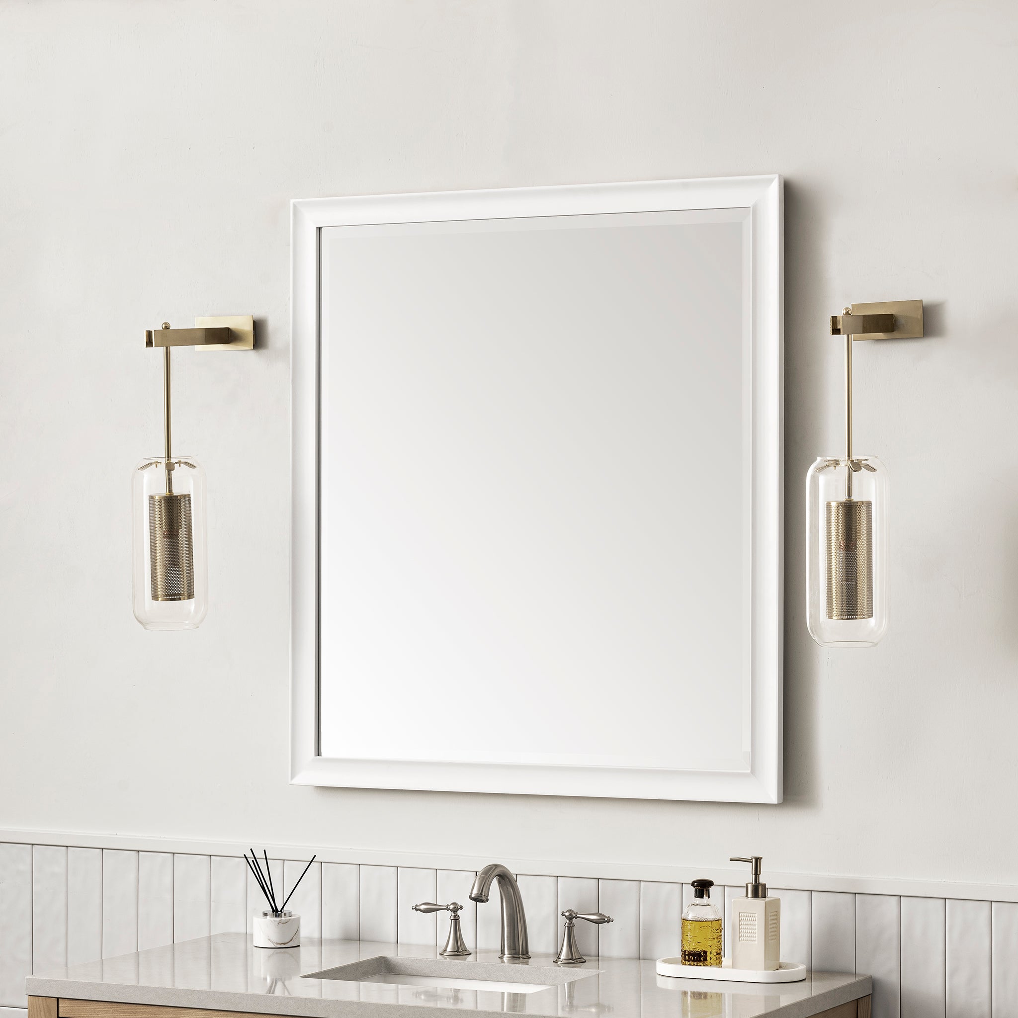 Glenbrooke 36-Inch Wall Mirror in Bright White - Perfect for Bathroom, Bedroom, and Entryway Decor