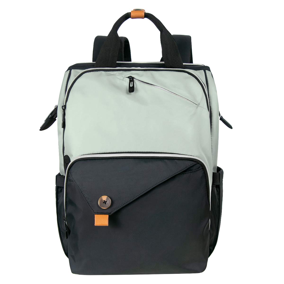 Hap Tim Large Waterproof Diaper Backpack for Travel & Maternity - Spacious Baby Nappy Bag with Stroller Straps & Double Compartments, Mint Green & Black (US7340-GB) | Perfect for Daycare, Outings & Family Trips