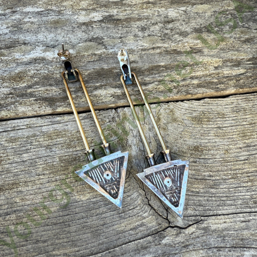 Vintage & Modern J.P. Reardon Sterling Silver Gold Onyx Pierced Post Earrings for Women - Elegant Dangle Earrings for Party, Wedding & Everyday Wear