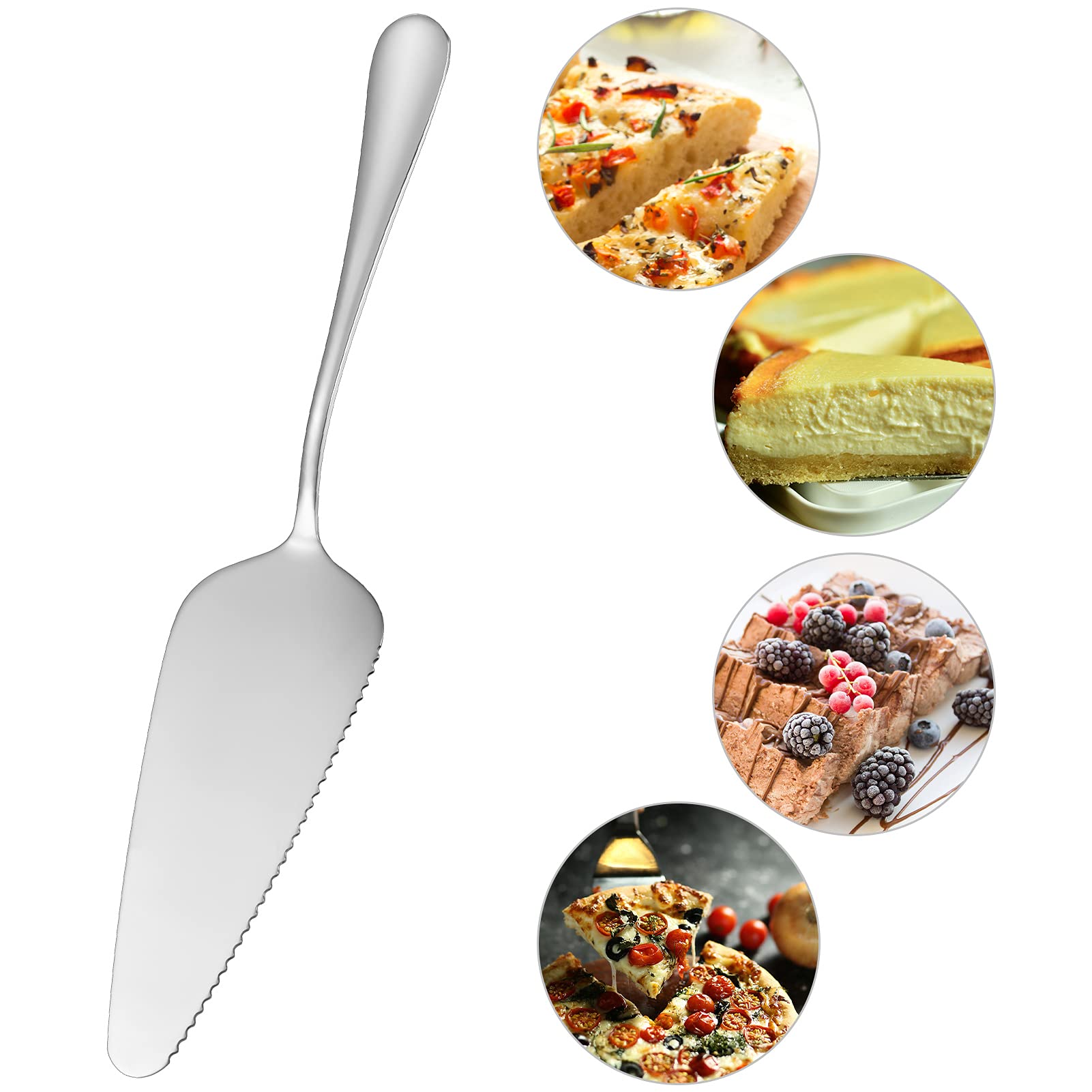 AMOLEY 3-Piece Stainless Steel Cake Slicer Set - Serrated Edge Pie Server & Cake Knife for Perfect Slices | Ideal for Birthday Parties, Weddings & Kitchen Use
