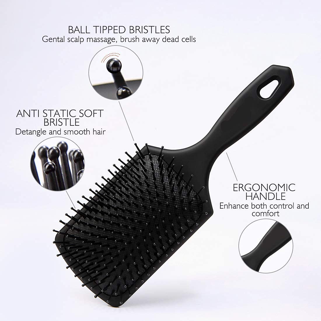 Best Flat Hair Brush for Women - Detangling Hair Brush for Curly Hair with Ultra-Soft IntelliFlex Bristles - Removes Dirt, Excess Oils & Impurities - Includes Braid Maker - Perfect for Daily Styling, Salon Use & Travel