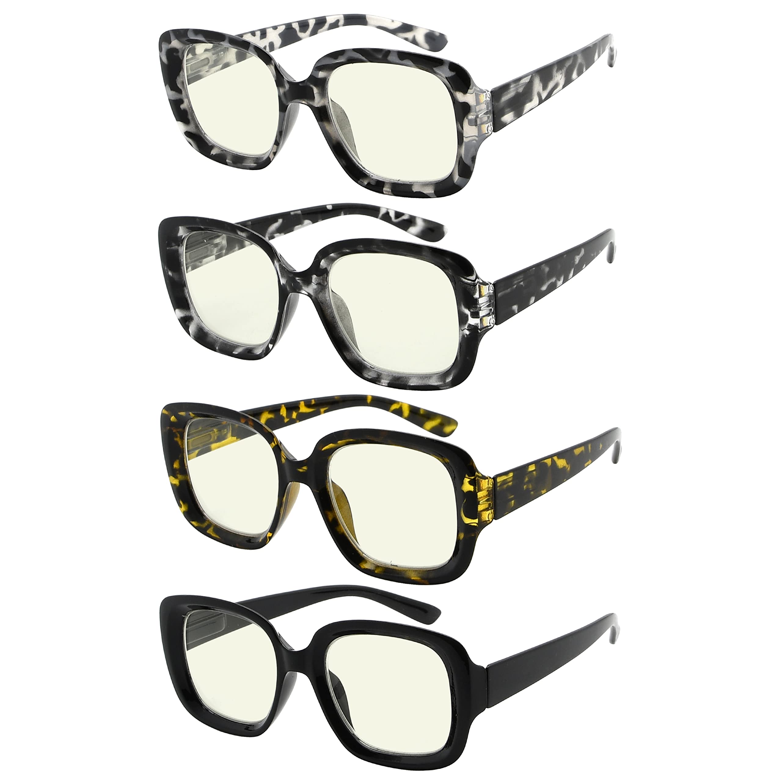 Eyekepper 4-Pack Blue Light Blocking Reading Glasses for Women +1.5 - Stylish Computer Glasses for Work, Gaming & Screen Time Protection