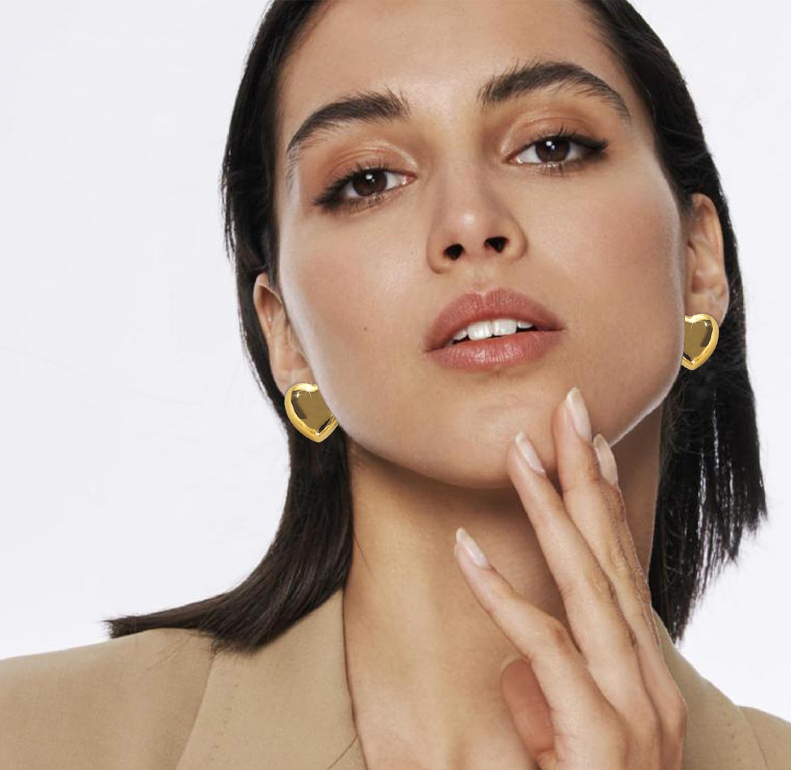 925 Sterling Silver Chunky Gold Rectangle Stud Earrings for Women - Dainty Thick Geometric Square Earrings | Minimalist Jewelry Gifts for Her | Perfect for Everyday Wear, Office & Special Occasions