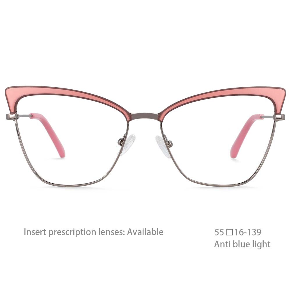 CCspace Women's Full Rim Butterfly Cat Eye Alloy Frame Eyeglasses 54527 - Stylish Retro Glasses for Women, Lightweight Metal Frames for Daily Wear, Office & Fashion Accessories