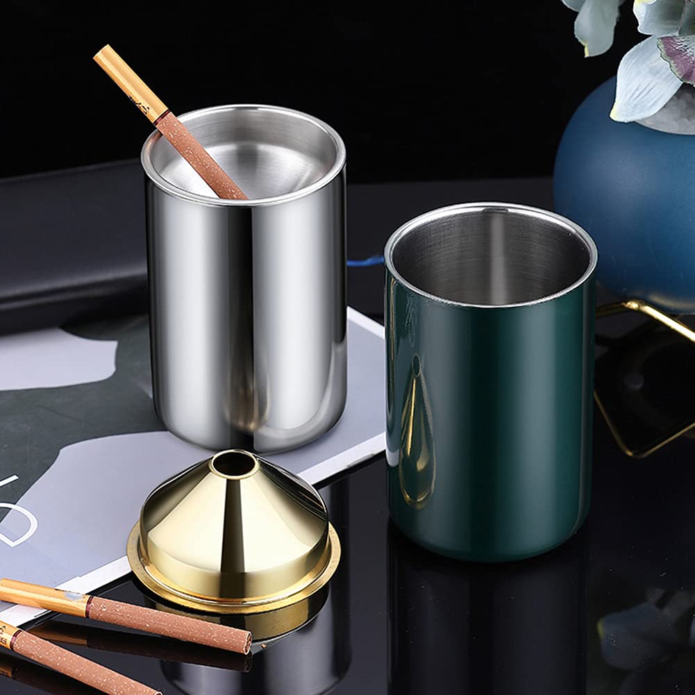 Premium Stainless Steel Car Ashtray - Detachable Windproof Smokeless Ash Tray with Funnel Lid | Universal Fit for Vehicles | Ideal for Road Trips, Camping & Outdoor Smoking