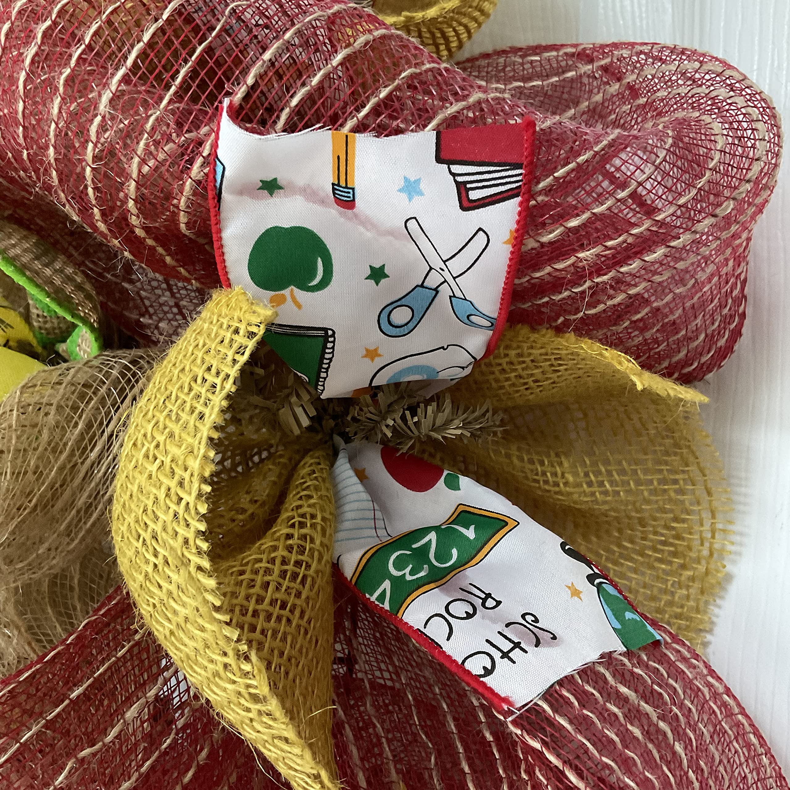 Handmade Deco Mesh Back to School Wreath - 'Hanging With My Gnomies' Gnome Theme Door Decor for Classroom, Dorm & Home Entryway