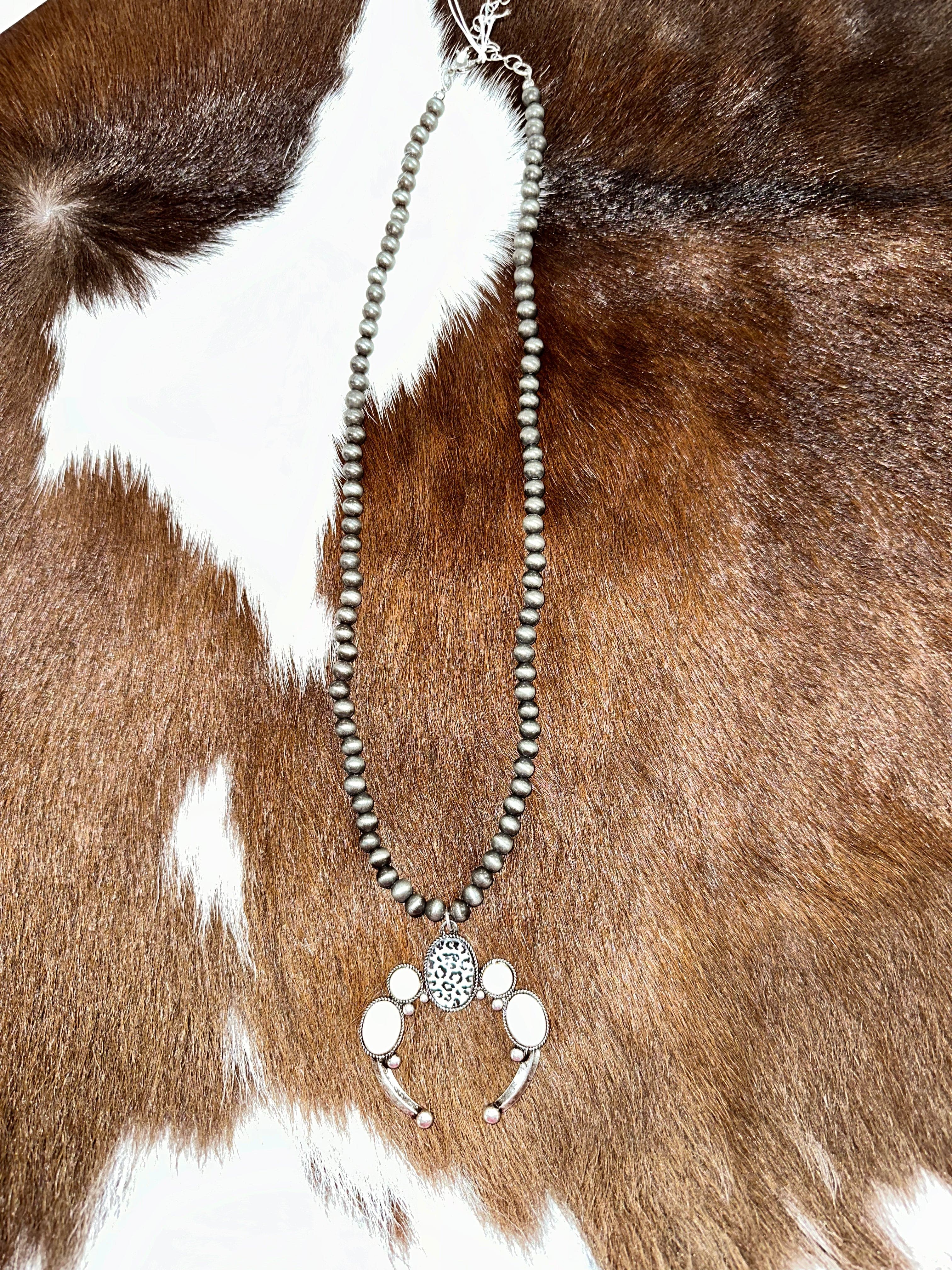 Stylish Cream & Cheetah Print Beaded Western Necklace for Women | Boho Chic Jewelry for Parties, Festivals & Everyday Wear