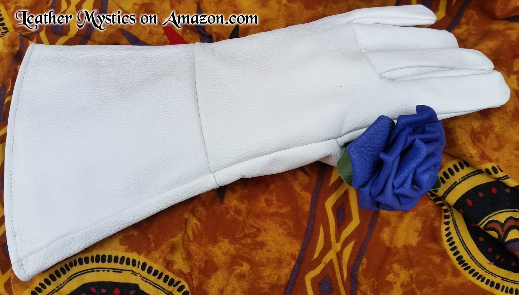 **White Leather Gauntlet Gloves 2XL (Extra Extra Large) - Long Arm Cuff for Motorcycle Riding, Cosplay & Medieval Reenactment**