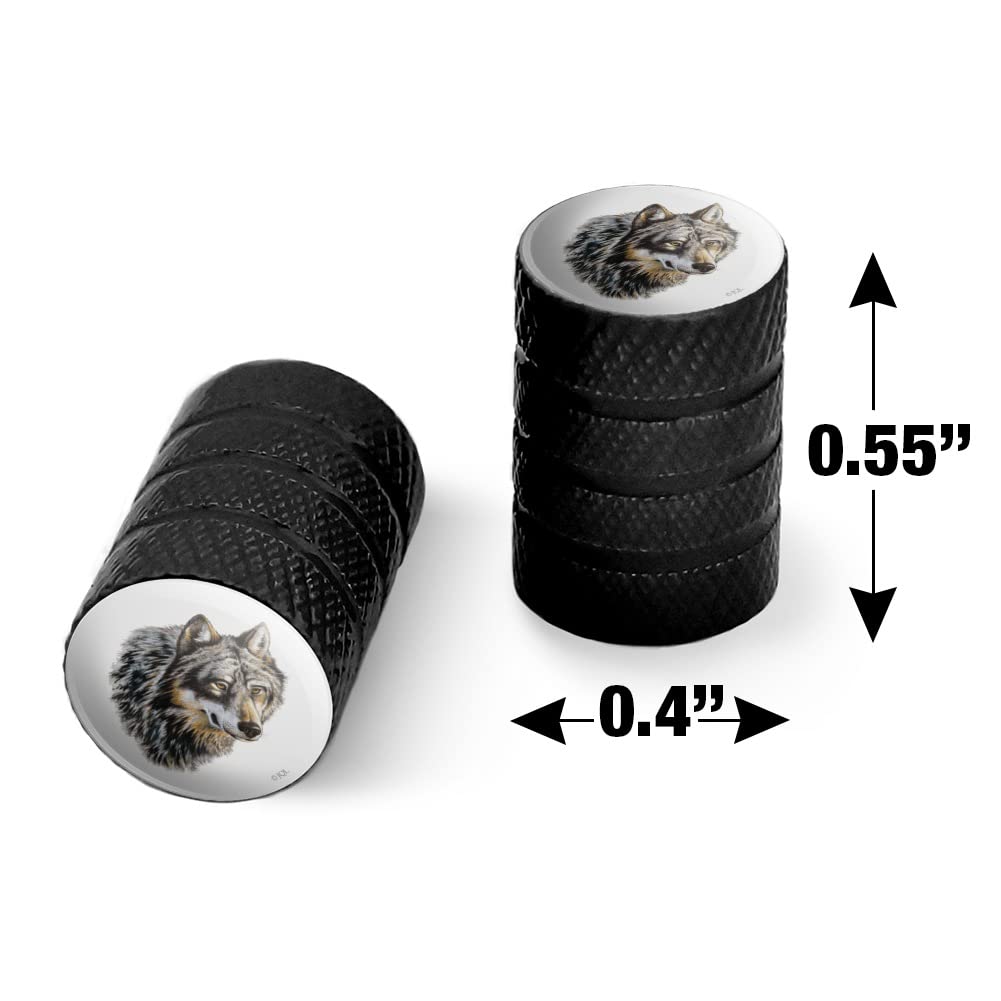 Wild Wolf Head Motorcycle & Bicycle Valve Stem Caps - Durable Aluminum Tire Rim Wheel Accessories for Harley, Cruiser, Dirt Bikes (Pack of 4) - Perfect for Off-Road, Commuting & Custom Bike Builds