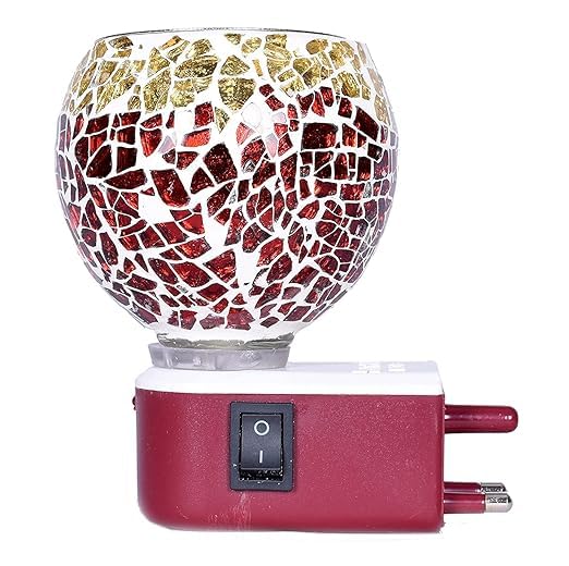 Premium Mahganya Kapur Dani Electric Camphor Diffuser - Aromatherapy Essential Oil Burner with Glass Bowl, LED Light for Home Fragrance & Relaxation - Perfect for Bedroom, Yoga Studio & Spa (Color 4)
