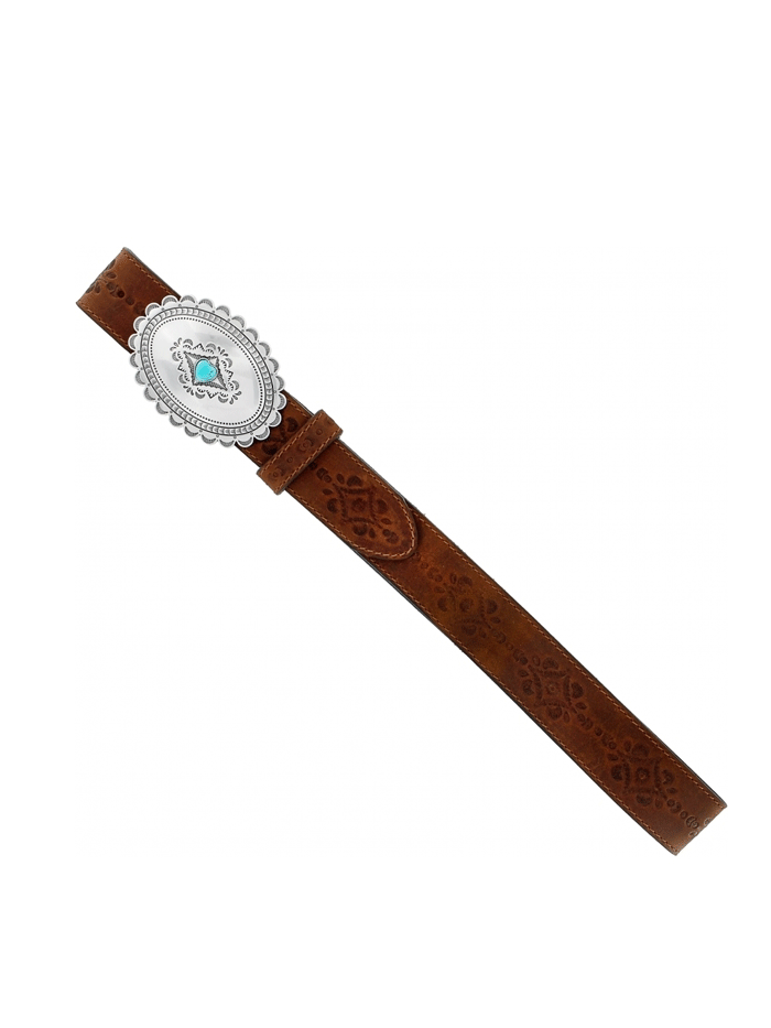 Justin C21369 Women's Navajo Heart Leather Belt - Vintage Brown Leather Belt for Women - Perfect for Boho, Western & Casual Outfits