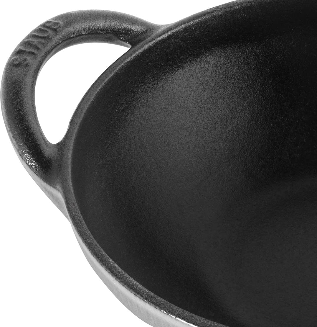STAUB Baby Wok 0.5-Quart Cast Iron Pan with Lid - Graphite Gray - Perfect for Small Portions, Stir-Frying & Individual Meals