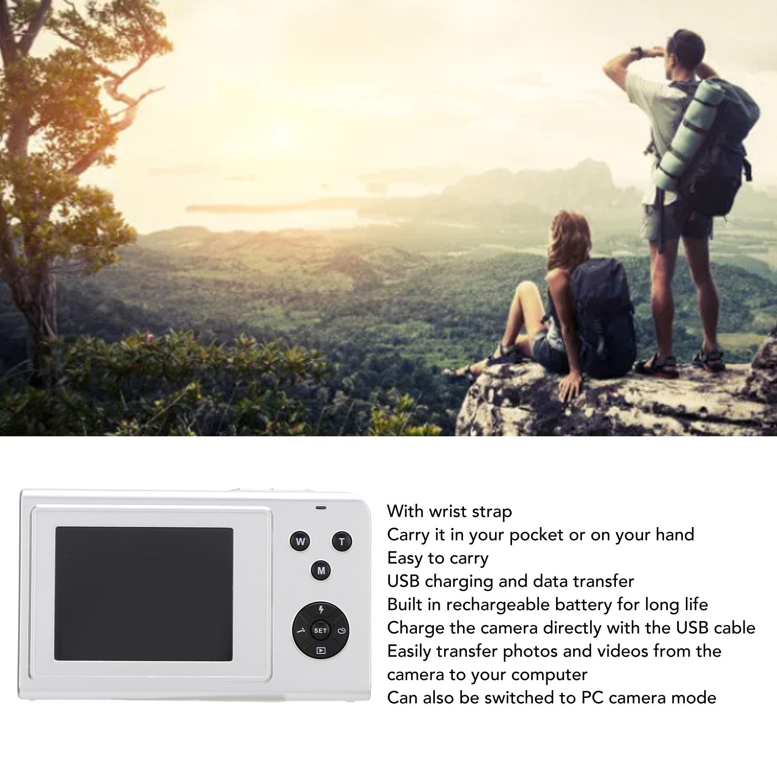 4K 56MP Digital Camera with 16x Zoom - Vlogging Camera for YouTube, Travel & Photography | Compact Portable Camera with Fill Light for Beginners, Teens, Students & Adults (Silver) - Perfect for Travel Vlogging, Family Events & Outdoor Adventures
