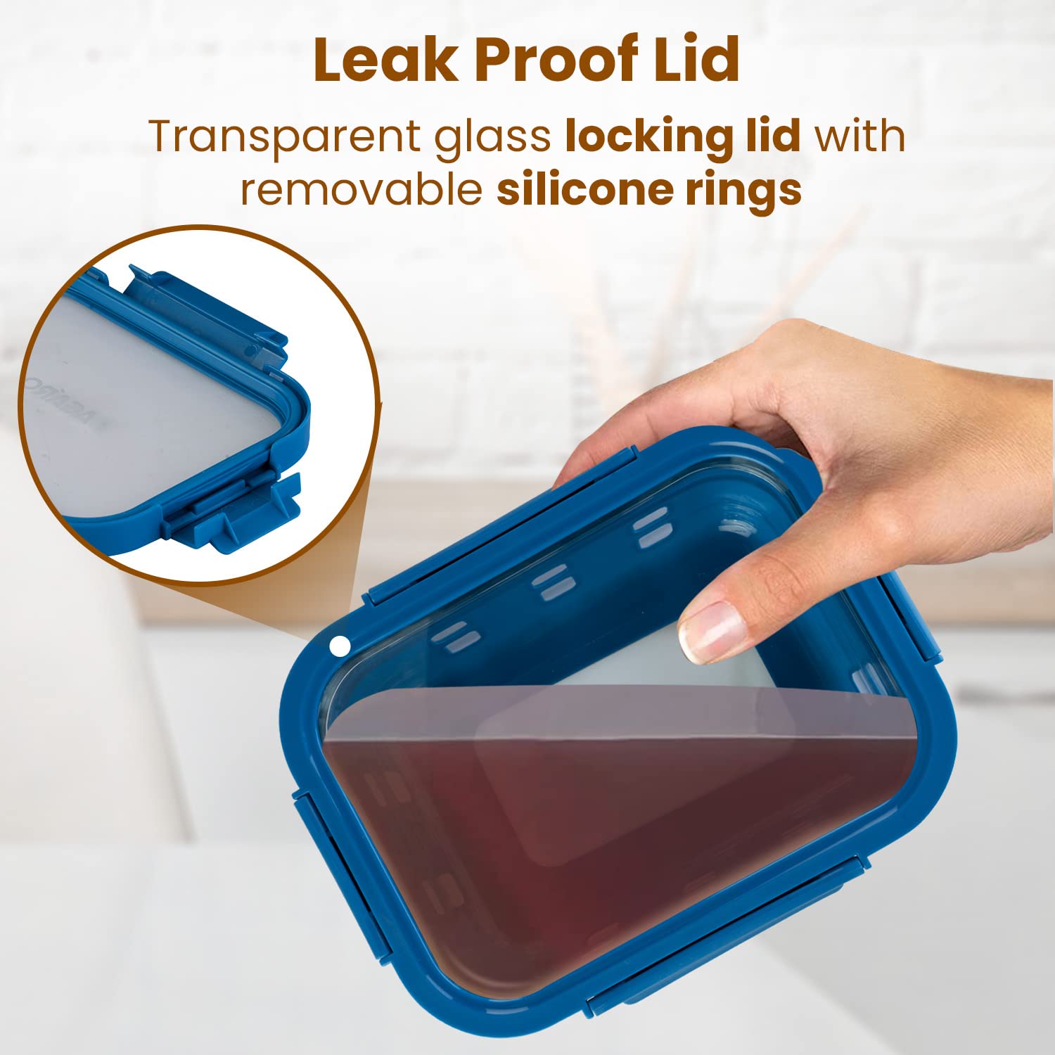 Premium Borosilicate Glass Food Storage Containers with Silicone Sleeves & Locking Lids - 3-Piece Set (370ml, 640ml, 1050ml) - Microwave, Oven & Freezer Safe - Rectangle Transparent & Blue - Perfect for Meal Prep, Leftovers & Kitchen Organization