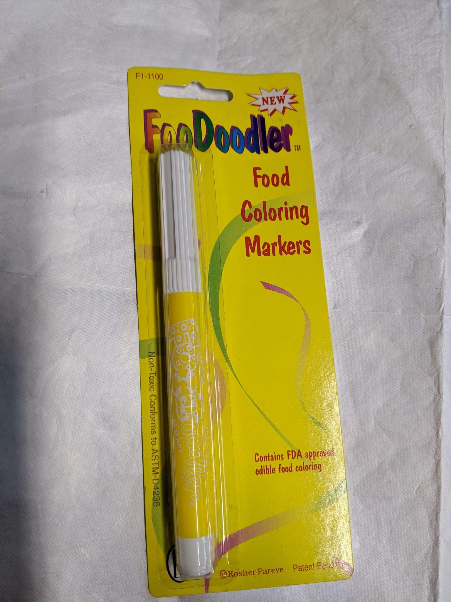 FooDoodler Food Coloring Markers - Yellow | Non-Toxic Edible Markers for Cake Decorating, Cookie Writing & Kids Food Art | Perfect for Birthday Parties, Baking & Creative Food Design