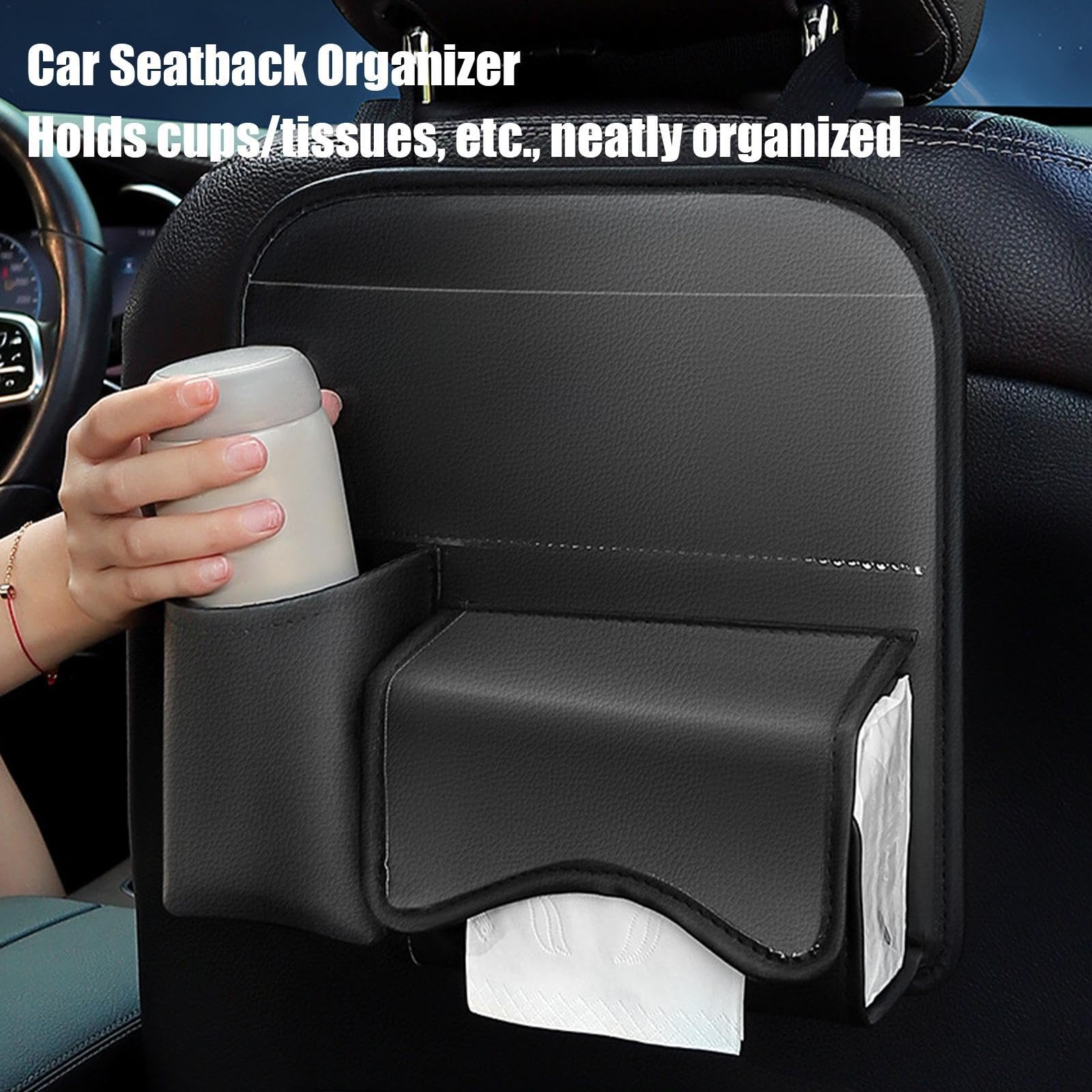 Car Seat Back Organizer - Large Capacity Car Storage Organizer with Multiple Pockets for Snacks & Toys | Perfect for Road Trips, Family Travel & Daily Commute