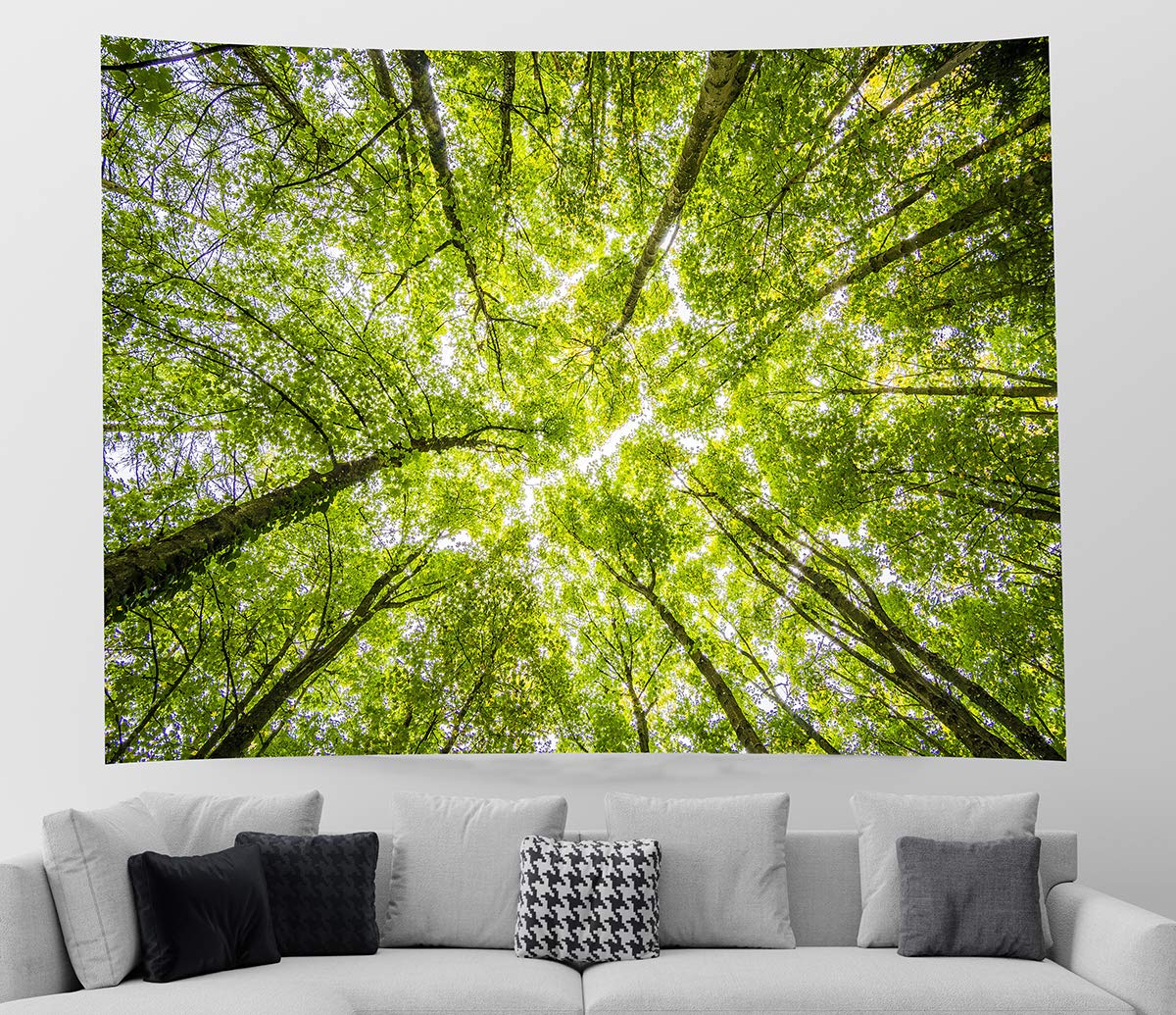 Large Green Tree Forest Tapestry Wall Hanging Blanket - 79x59 Inches Nature Decor for Living Room, Bedroom & Dorm - Perfect for Boho Home Decor, Meditation Spaces & Cozy Aesthetic