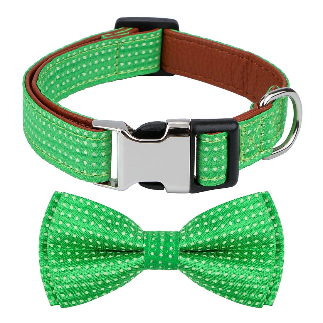 XYART Soft Cute Dog Collar with Bow Tie & Polka Dots - Adjustable Pet Collar for Small, Medium & Large Dogs - Perfect for Daily Walks, Training & Special Occasions