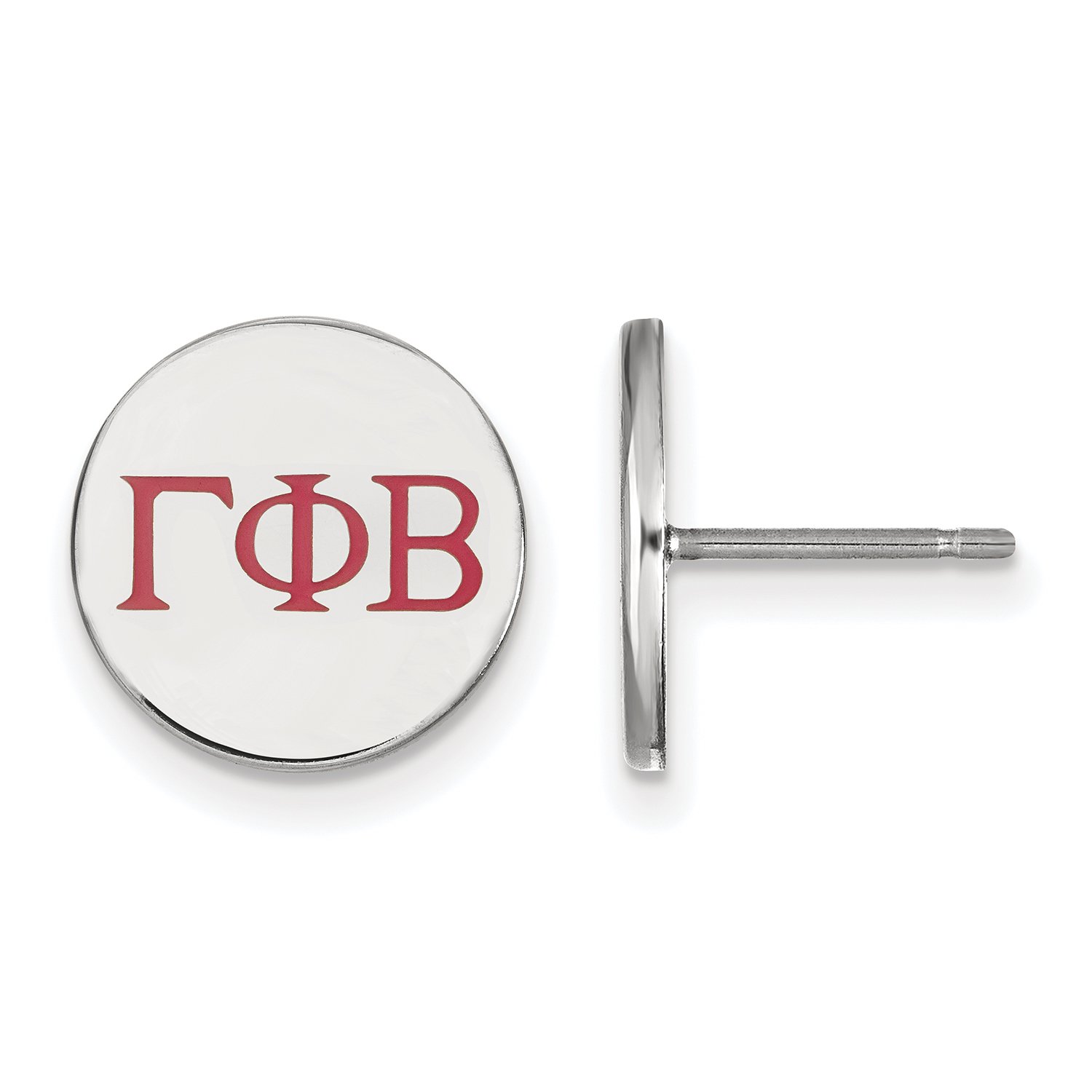 Sterling Silver Gamma Phi Beta Enameled Post Earrings - Sorority Jewelry for Women, Dainty Greek Letter Stud Earrings - Perfect for Sisterhood Events, Graduation Gifts & Everyday Wear